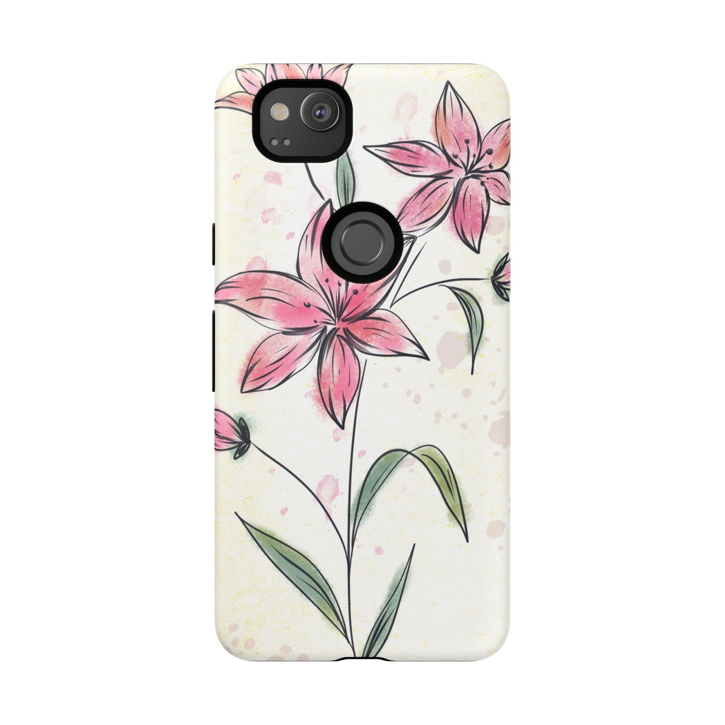 Floral Phone Case with Elegant Pink Lilies, Cute Floral Accessories, Phone Protection, Gift for Her, Stylish Cell Phone Cover