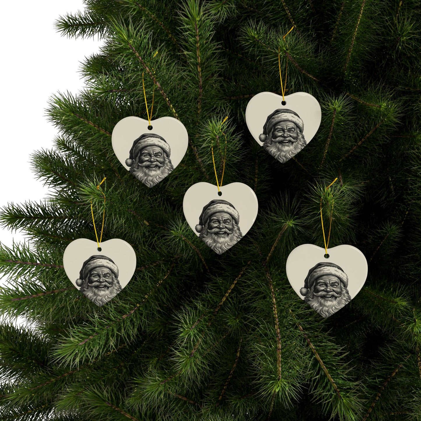 Festive Ceramic Ornaments, 2-Sided Print for Christmas Decor, Personalized Holiday Gifts, Winter Decorations, Santa Claus Ornaments