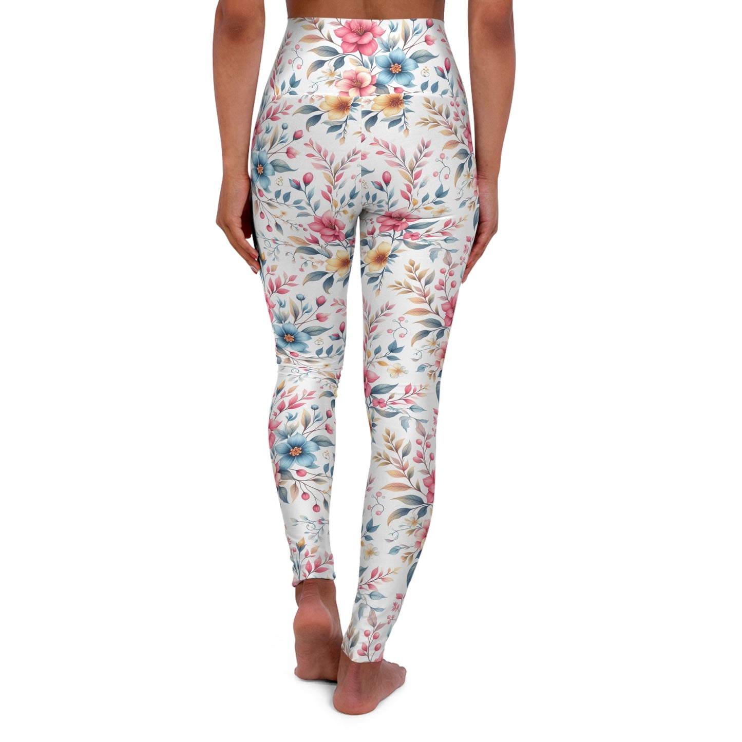 Floral High Waisted Yoga Leggings, Comfortable Activewear, Fitness Apparel, Gift for Yogis, Workout Leggings, Floral Print Leggings