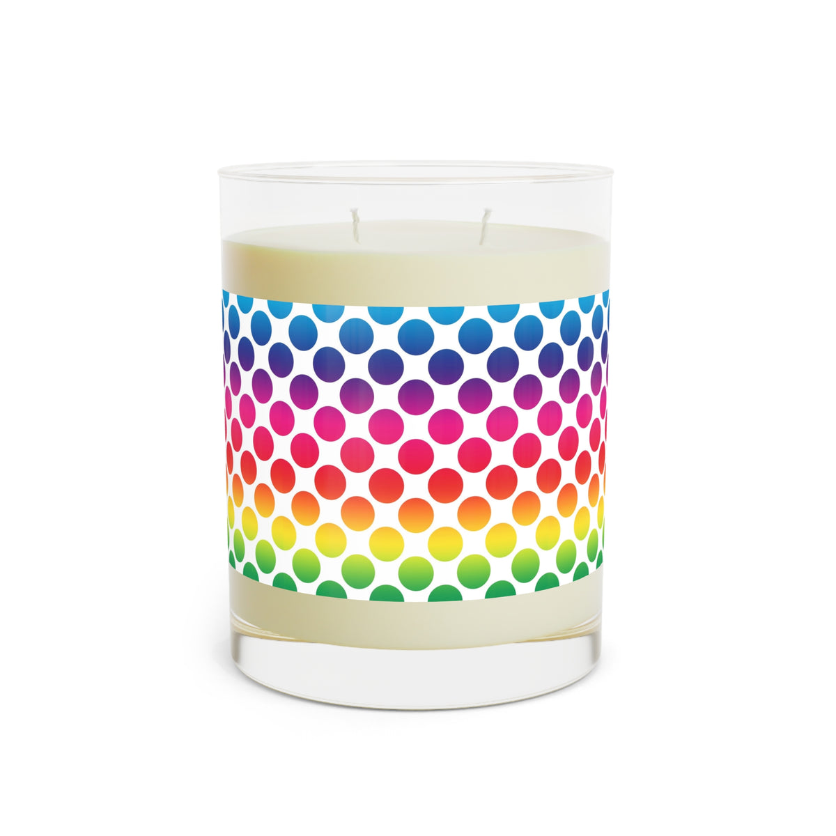 Rainbow Dot Pattern Scented Candle – 11oz Glass Jar