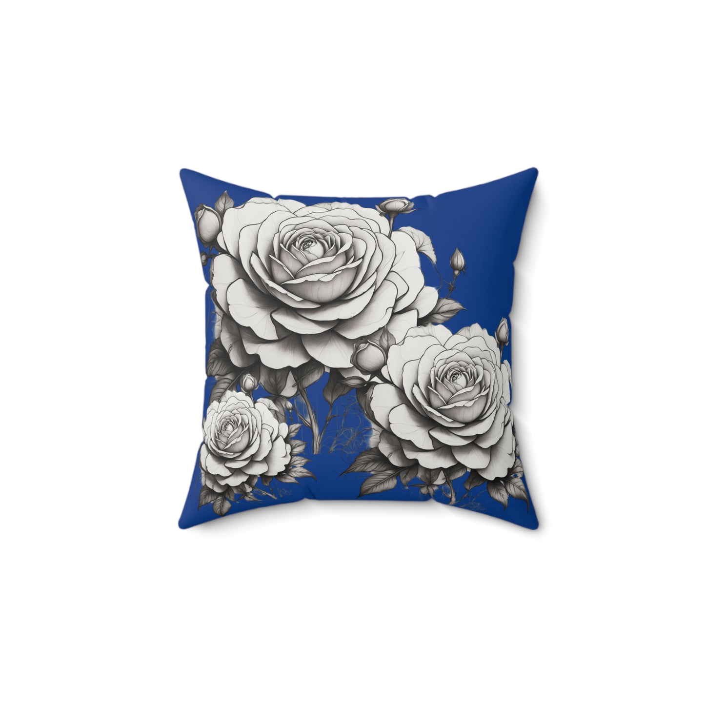 Elegant Floral Rose Pillow Cover, Home Decor Cushion, Gift for Her, Blue and White Style, Cozy Living Room Accent