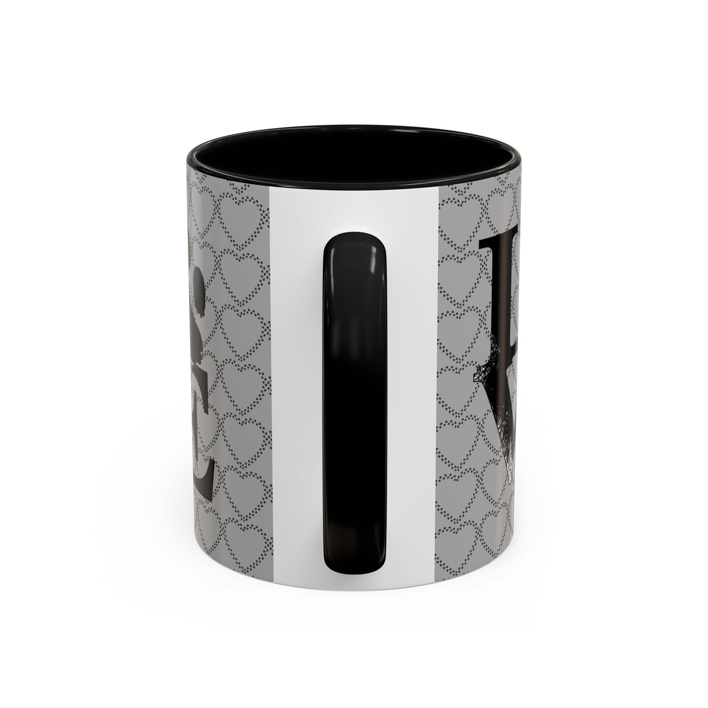 Chic Love Coffee Mug for Pet Lovers, Black Accent Mug, Valentine's Gift, Animal Lover Cup, Perfect for Hot Beverages