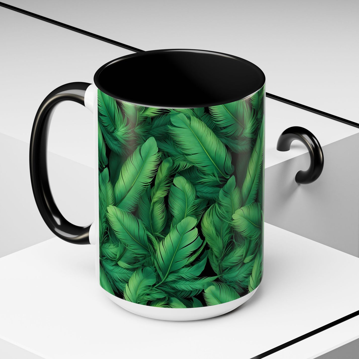 Tropical Leaf Coffee Mug - Green Botanical Drinkware, Ideal Gift for Nature Lovers, Home Decor, Tropical Theme, Eco-Friendly Beverage