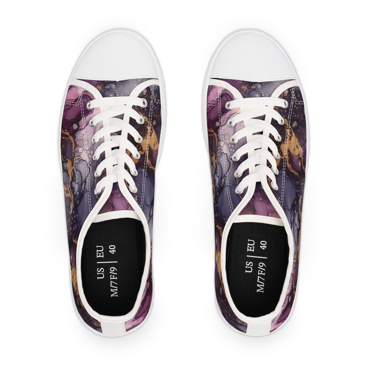 Low Top Sneakers — Purple Marble Galaxy Print
