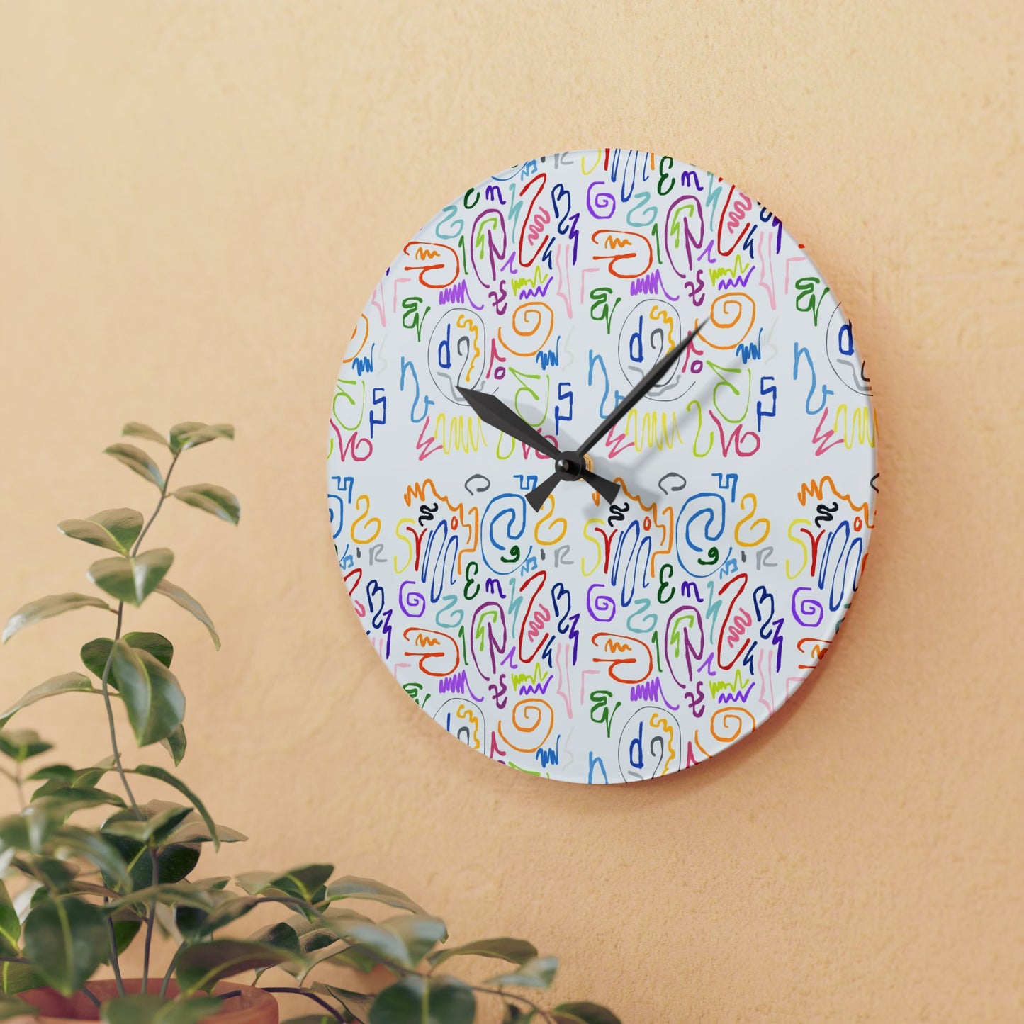 Colorful Abstract Acrylic Wall Clock, Modern Home Décor, Unique Gift, Vibrant Wall Art, Playful Timepiece, Artistic Clock