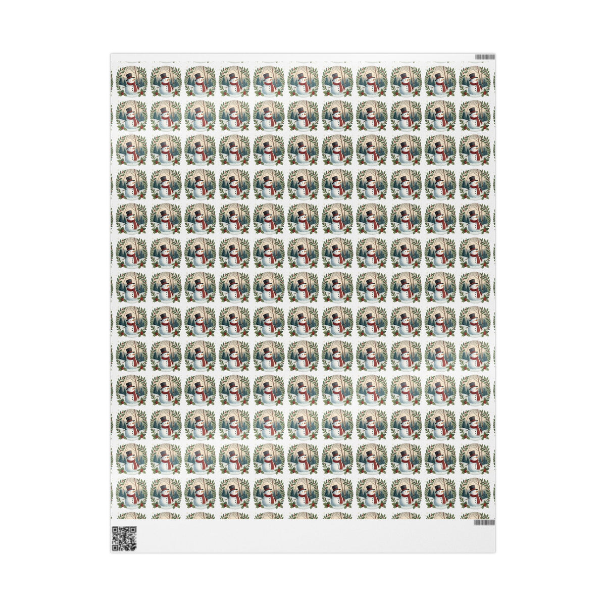 Snowman Wreath Christmas Wrapping Paper Roll — Festive Holiday Gift Wrap