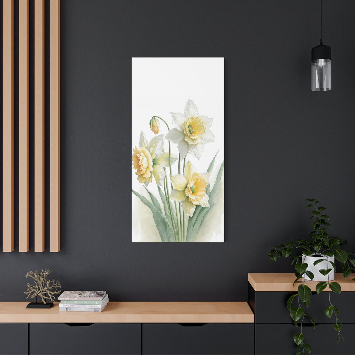 Matte Canvas, Stretched, 1.25" beautiful flowers white and yellow.