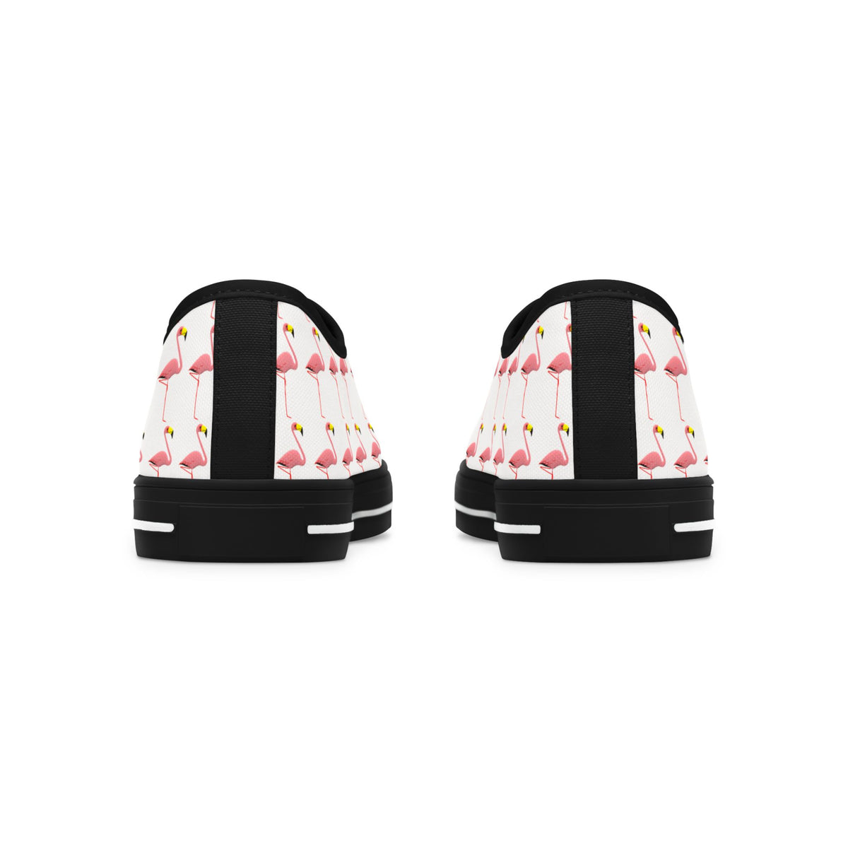 Low Top Sneakers — Pink Flamingo Pattern Casual Canvas Shoes