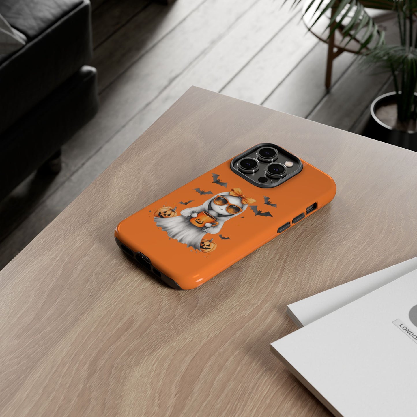 Halloween Ghost Phone Case, Cute Cat Ghost Case, Autumn Phone Cover, Spooky Season Gift, Trick or Treat Case