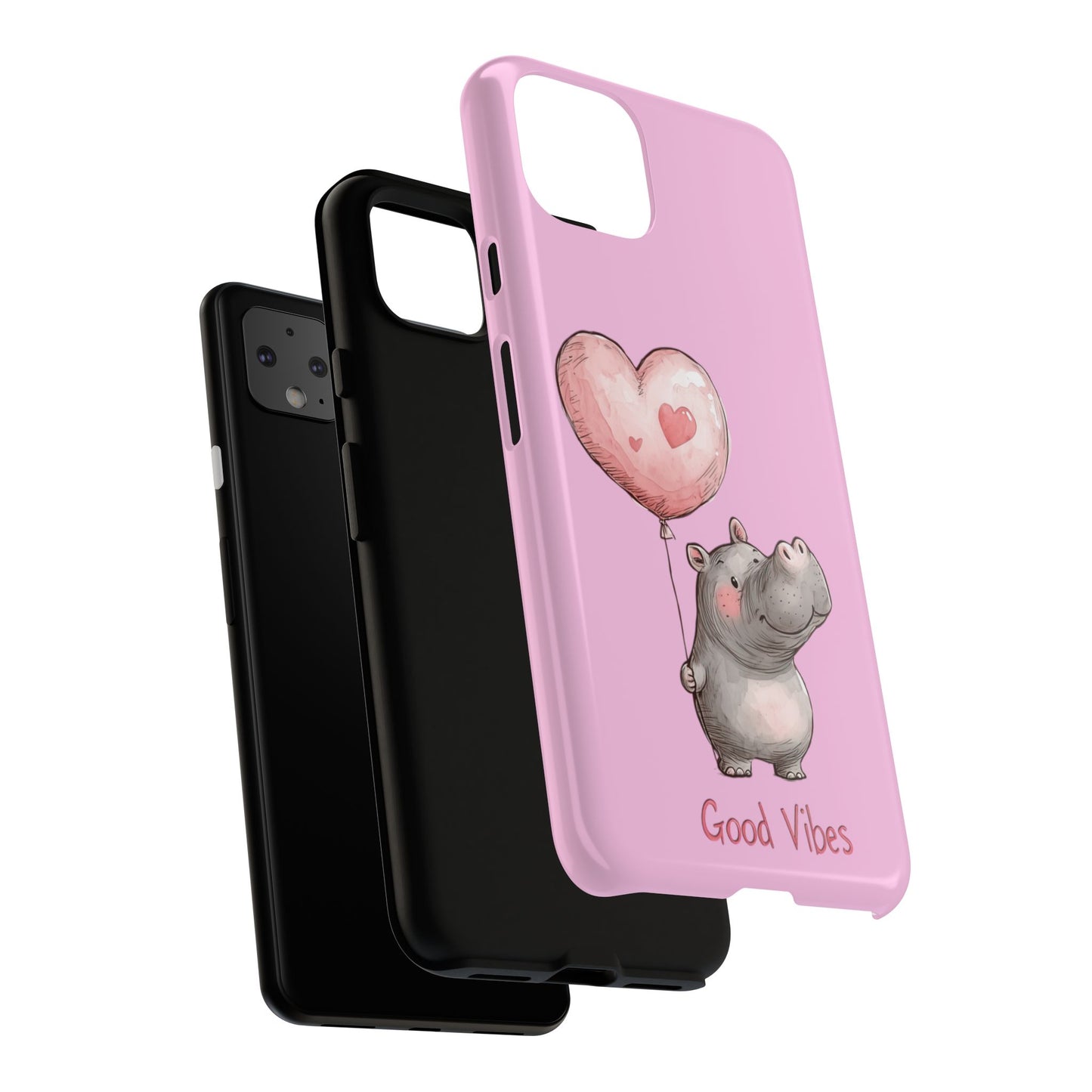 Cute Hippo Phone Case | Good Vibes, Gift for Friends, Cute Phone Accessories, Animal Lover Gift, Happy Phone Cover