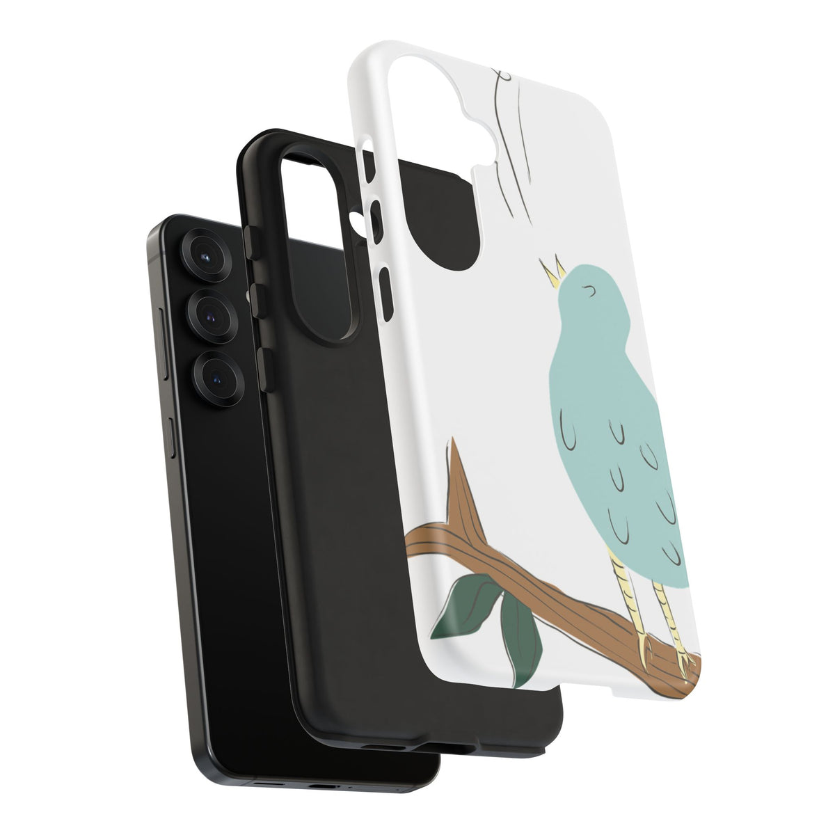 Birdsong Phone Case — Cute Blue Bird on Branch Protective Case