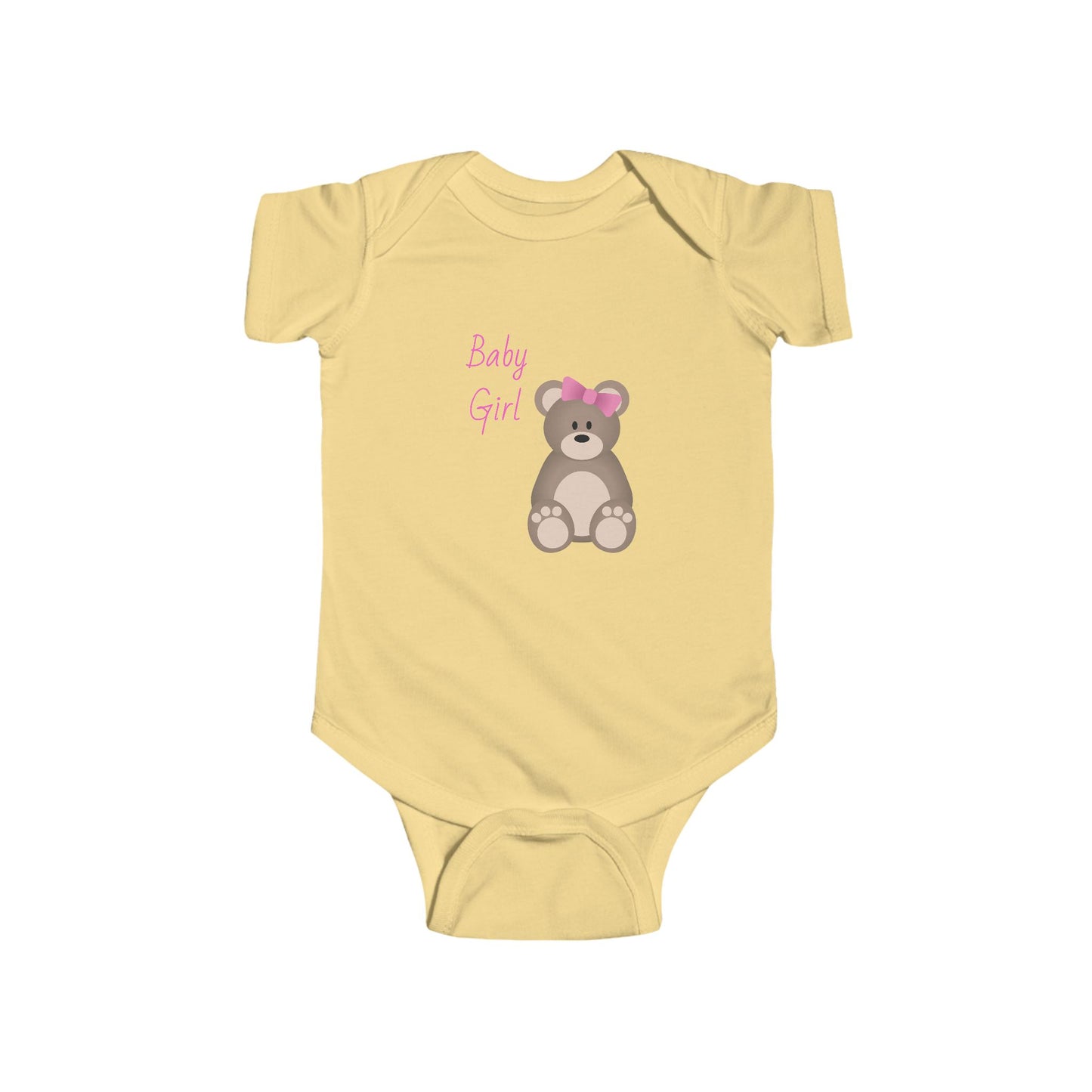 Cute Baby Girl Bodysuit with Bear Design, Infant Clothing, Newborn Outfit, Baby Shower Gift, Cute Infant Apparel, Adorable Baby Wear