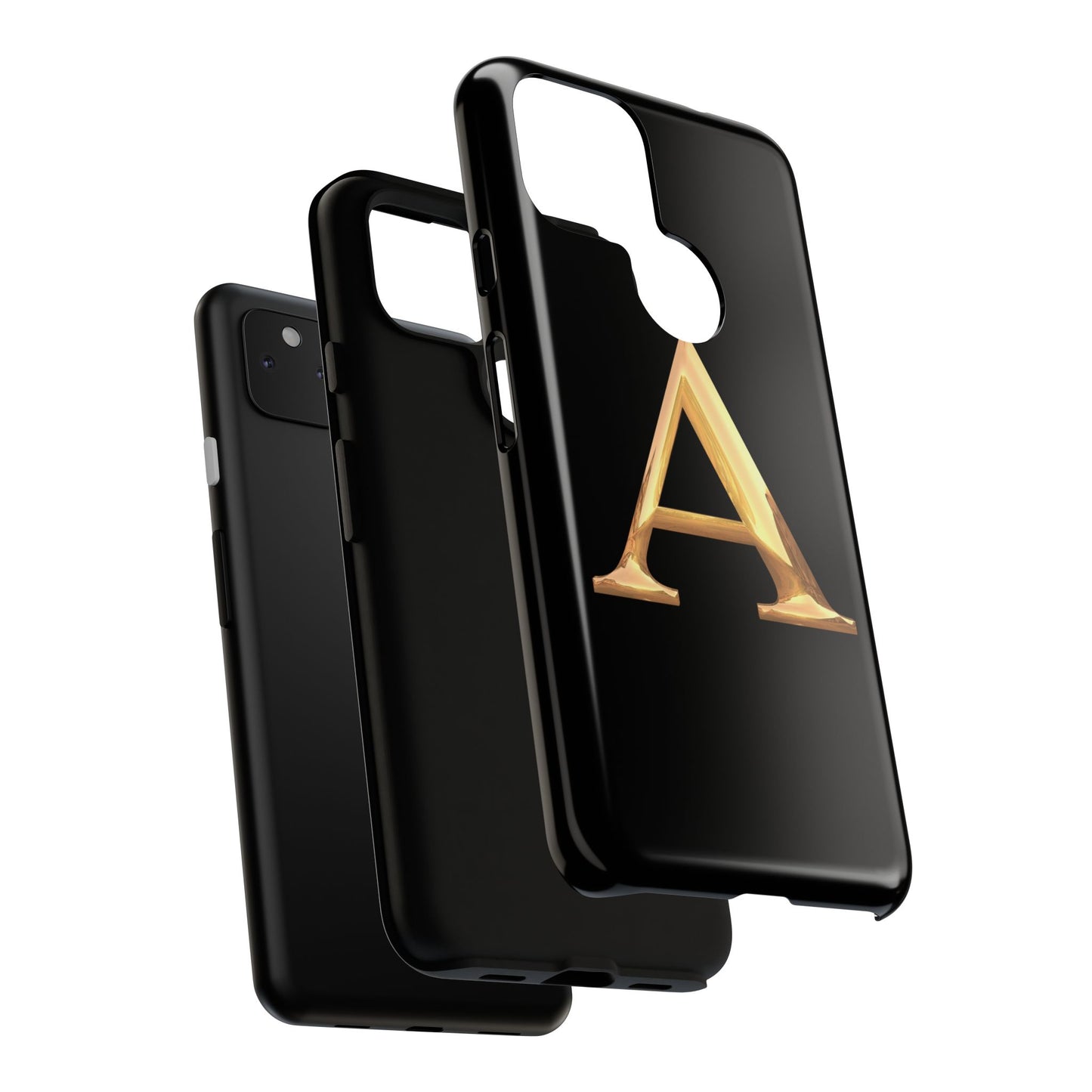 Custom Phone Case with Gold Letter A, Monogrammed Gift, Tough Protective Case, Personalized Phone Accessory, Unique Phone Cover