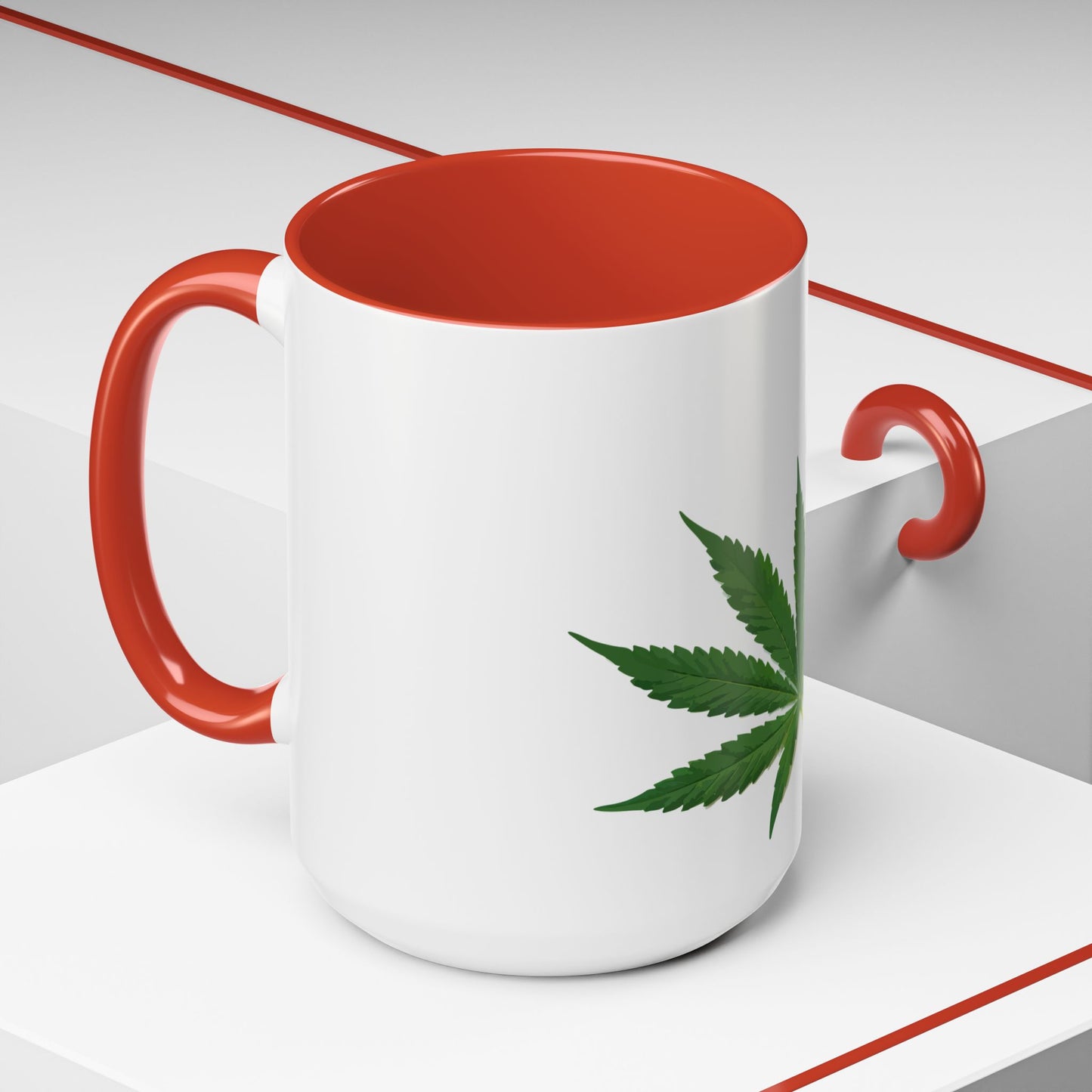 Marijuana Leaf Accent Coffee Mug | Cannabis Lover's Gift, Unique Coffee Cup, Pothead Mug, Stoner Gift Idea, Greenery Decor