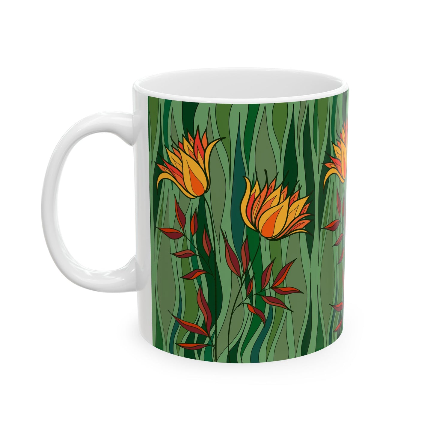 Vibrant Floral Ceramic Mug - Perfect Gift for Flower Lovers, Tea and Coffee Enthusiasts, Home Decor, Spring Celebrations, Unique Kitchenware