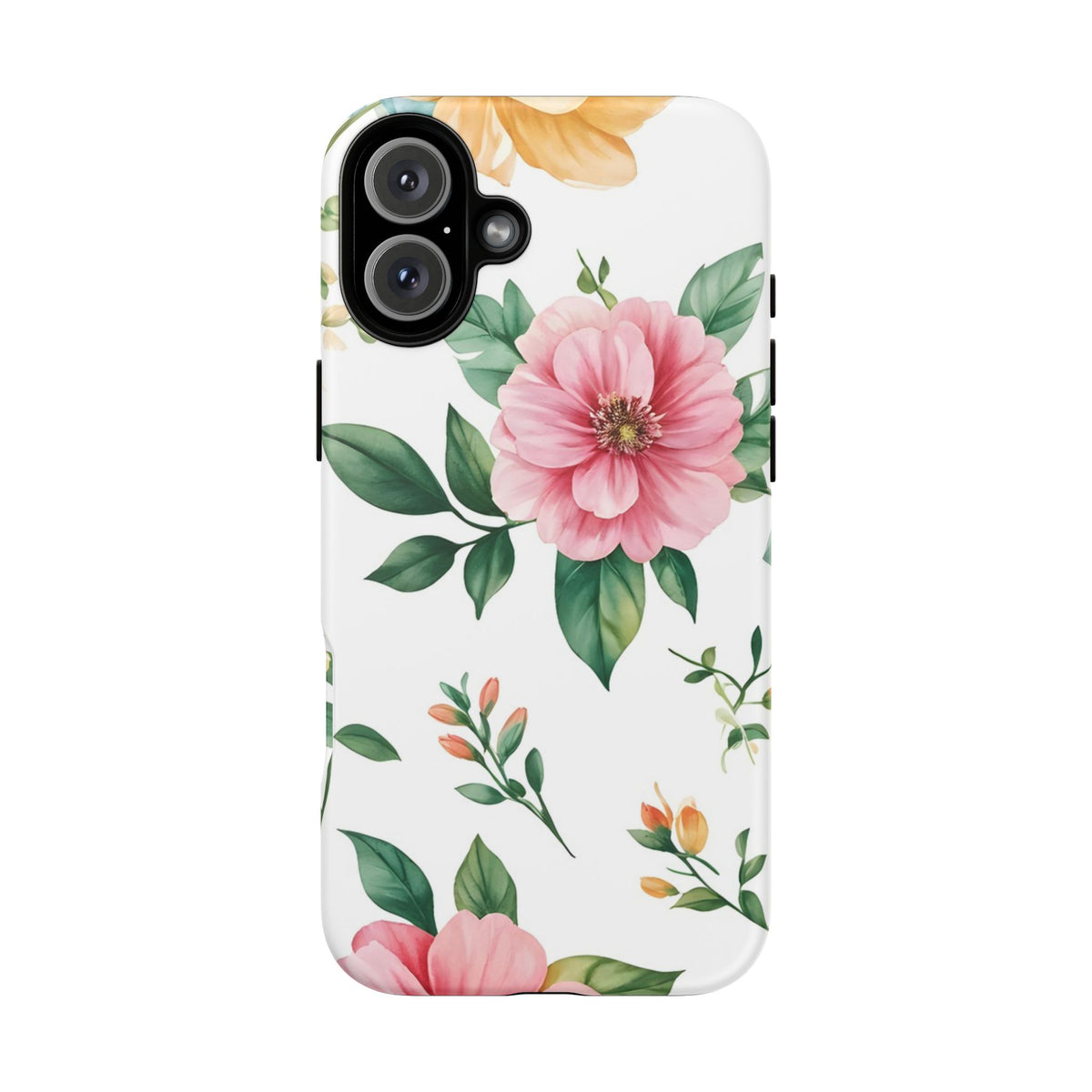 Floral Tough Phone Case — Pink Peony Protective Phone Cover