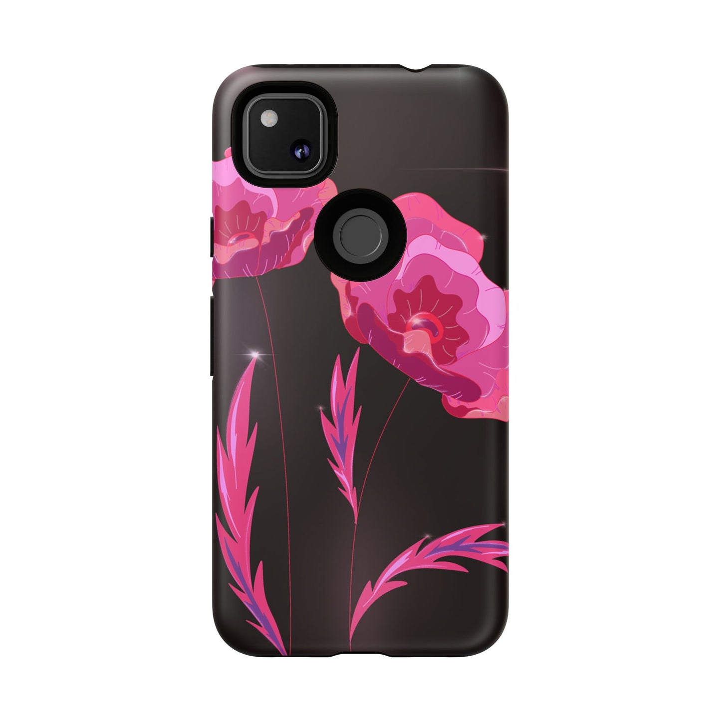 Floral iPhone Case | Tough Cases with Pink Poppy Design, Elegant Flower Phone Cover, Gift for Her, Spring Accessories, Chic Tech