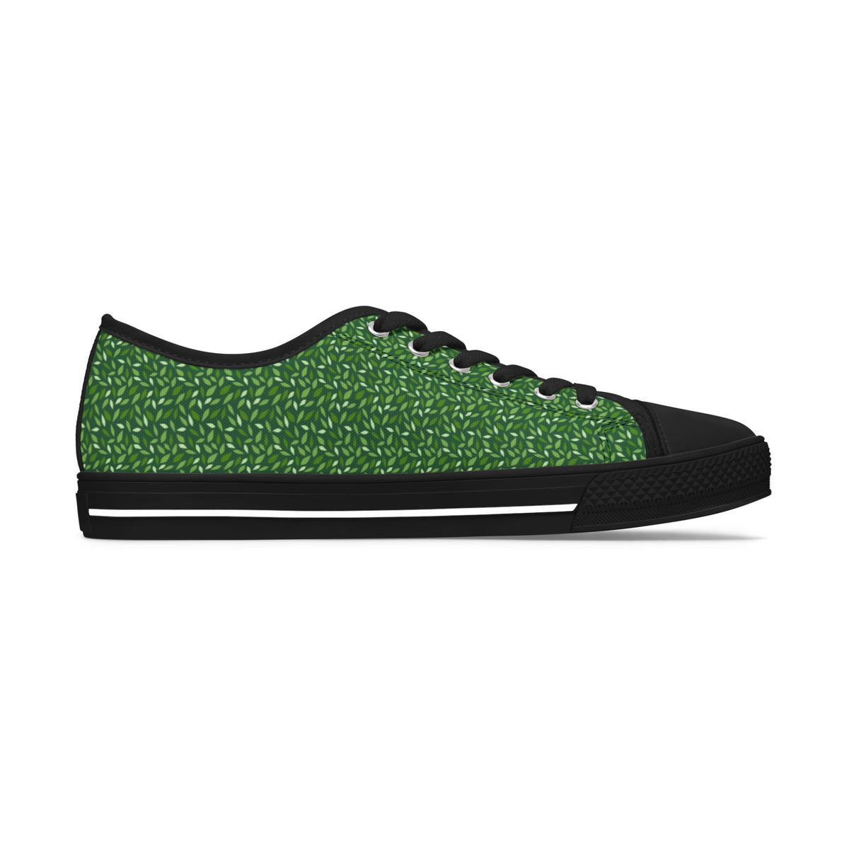 Green Texture Low Top Sneakers — Women's Casual Canvas Shoes