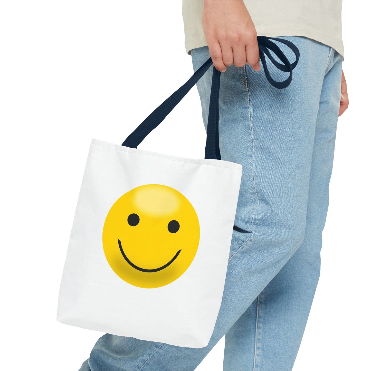 Smiley Face Tote Bag, Eco-Friendly Shopping Bag, Fun Beach Bag, Gift for Teens, Happy Tote for Everyday Use