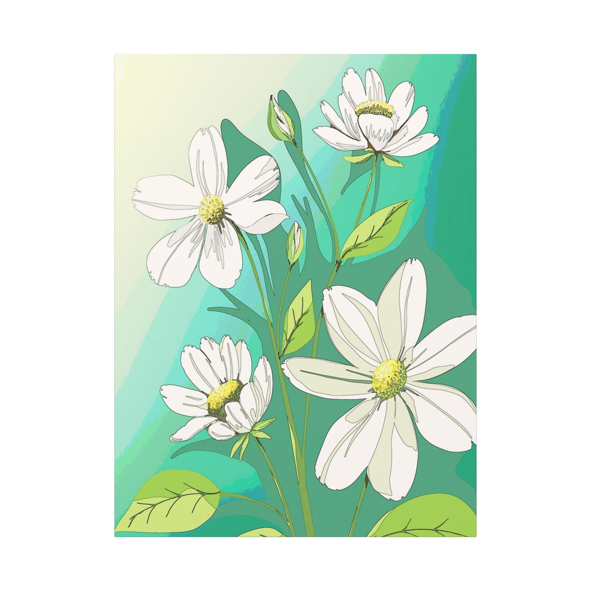 Matte Canvas, Stretched, 1.25" White Flowers