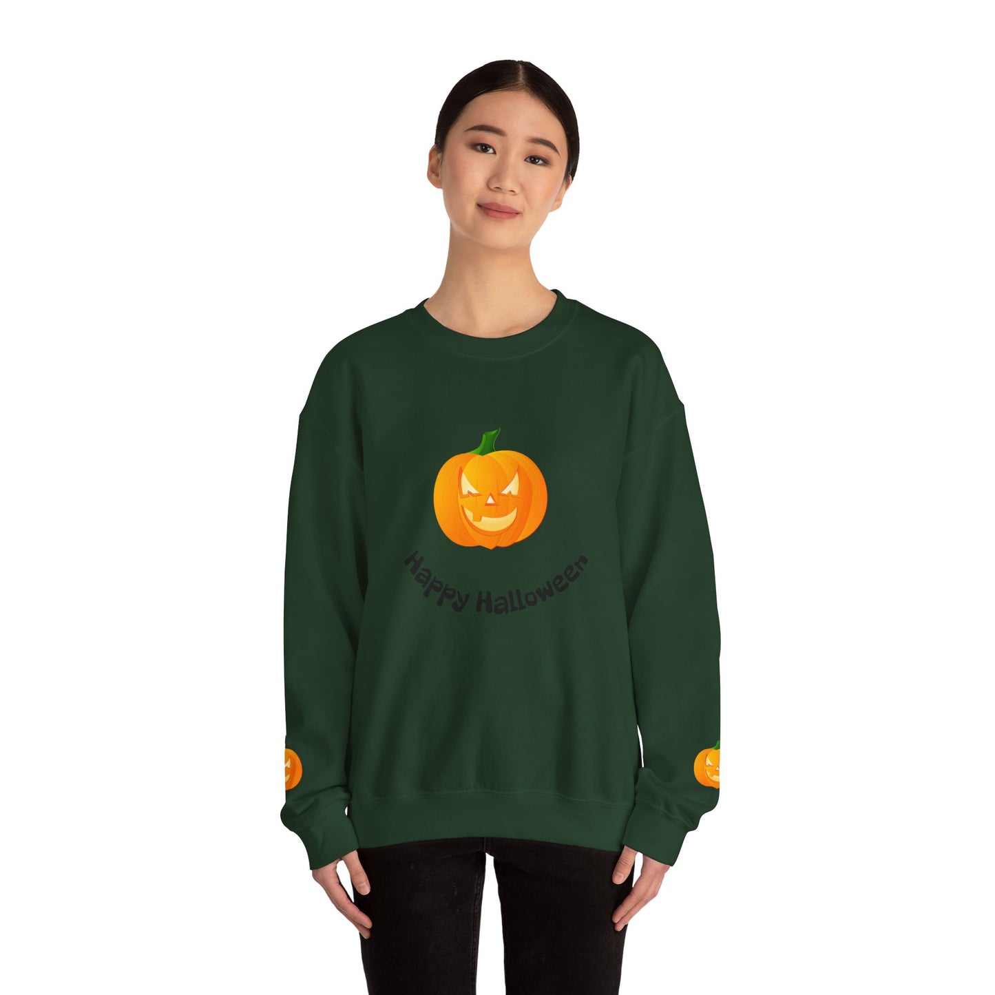 Halloween Pumpkin Sweatshirt, Cozy Fall Apparel, Unisex Crewneck for Halloween, Autumn Casual Wear, Fun Gift Idea