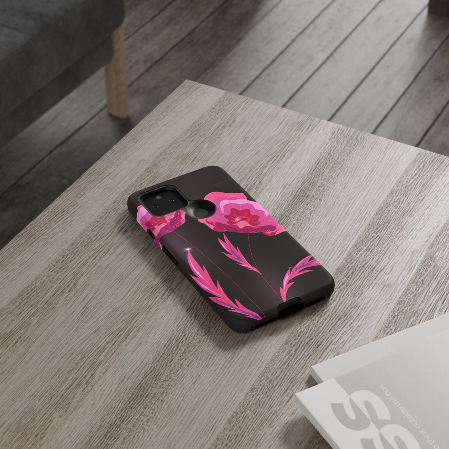Floral iPhone Case | Tough Cases with Pink Poppy Design, Elegant Flower Phone Cover, Gift for Her, Spring Accessories, Chic Tech