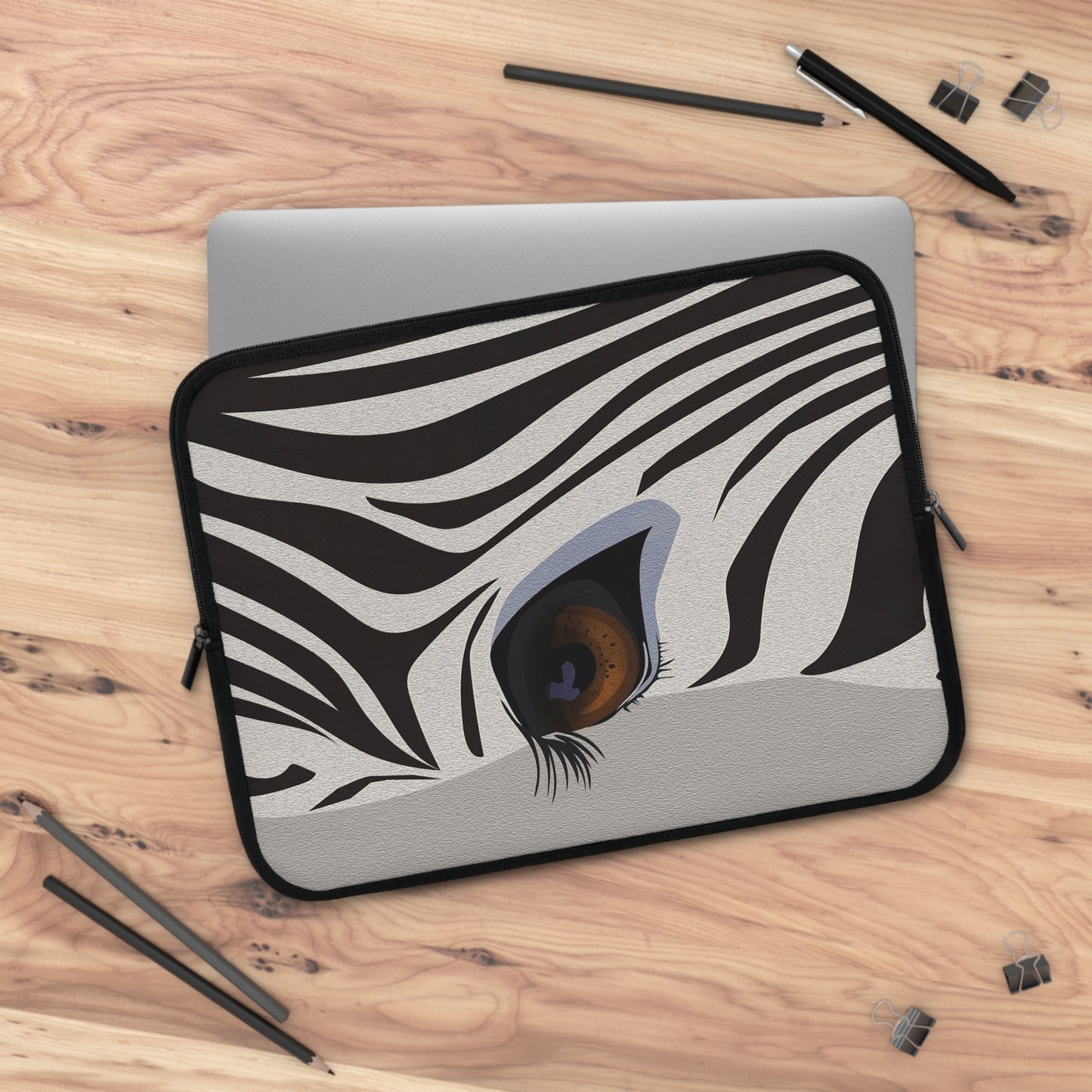 Stylish Zebra Eye Laptop Sleeve | Unique Computer Case, Gift for Students, Trendy Tech Accessory, Animal Print Protection