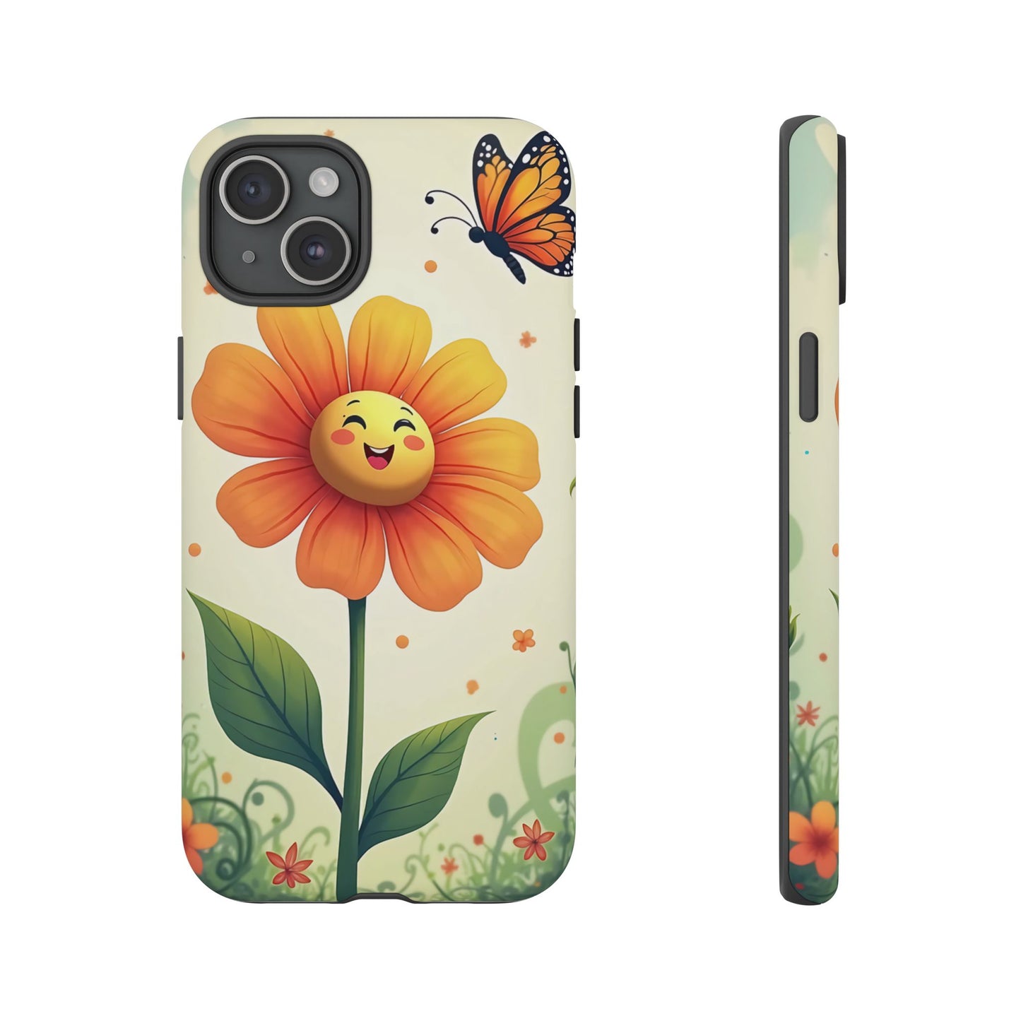 Floral Phone Case with Butterfly Design, Cute Flower Phone Cover for Nature Lovers, Eco-Friendly Gift, Spring Vibes, Birthday Present