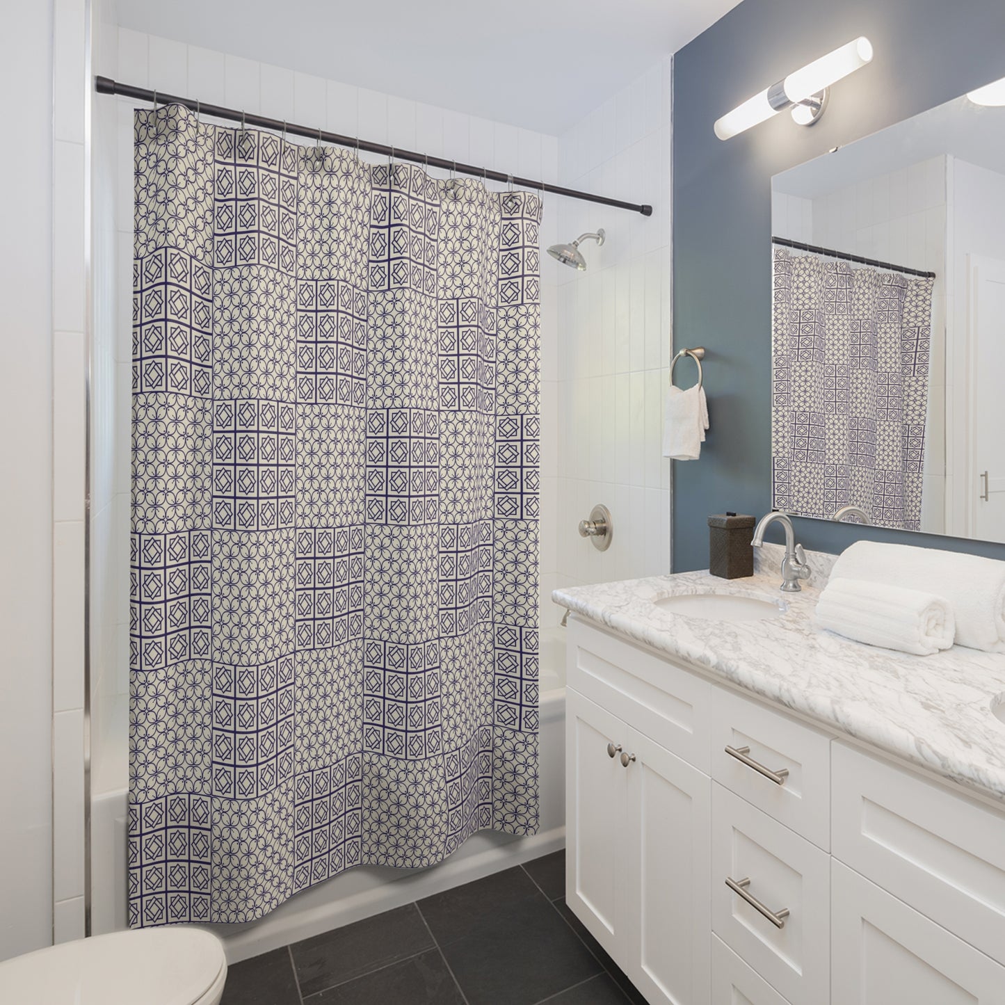 Elegant Geometric Shower Curtain, Bathroom Decor, Modern Home Accessory, Stylish Gift, Bohemian Vibe, Home Improvement