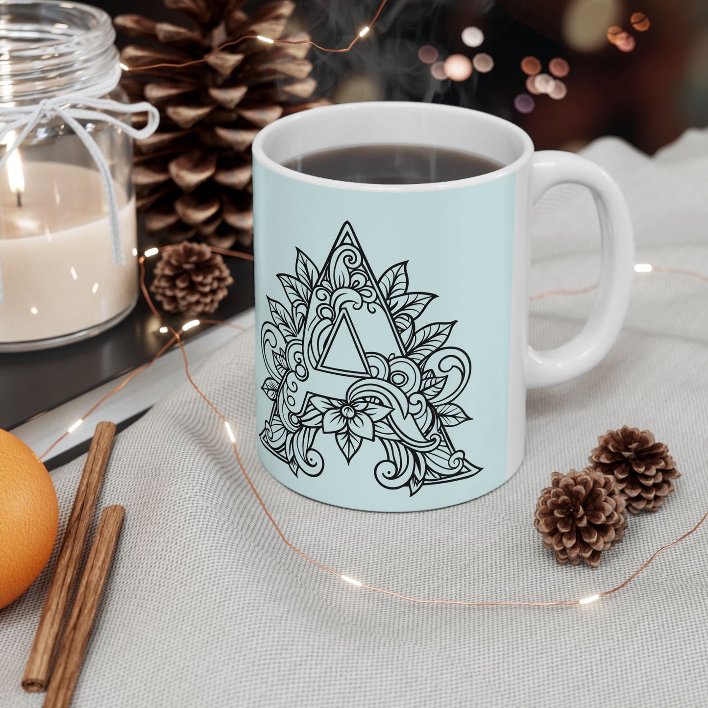 Mandala Design Ceramic Mug - Letter A Calming Tea & Coffee Cup, Gift for Her, Home Decor, Zen Vibes, Meditation