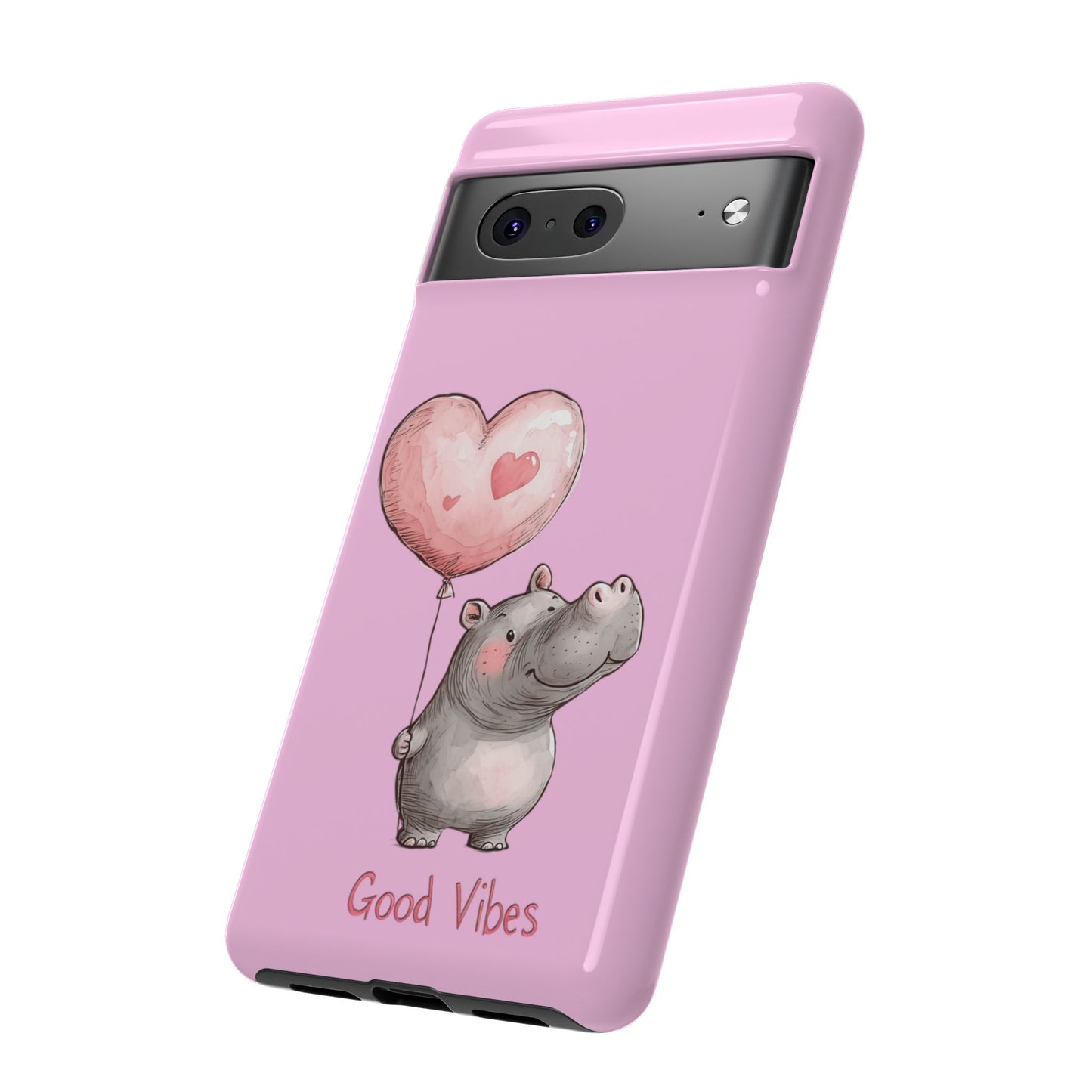 Cute Hippo Phone Case | Good Vibes, Gift for Friends, Cute Phone Accessories, Animal Lover Gift, Happy Phone Cover