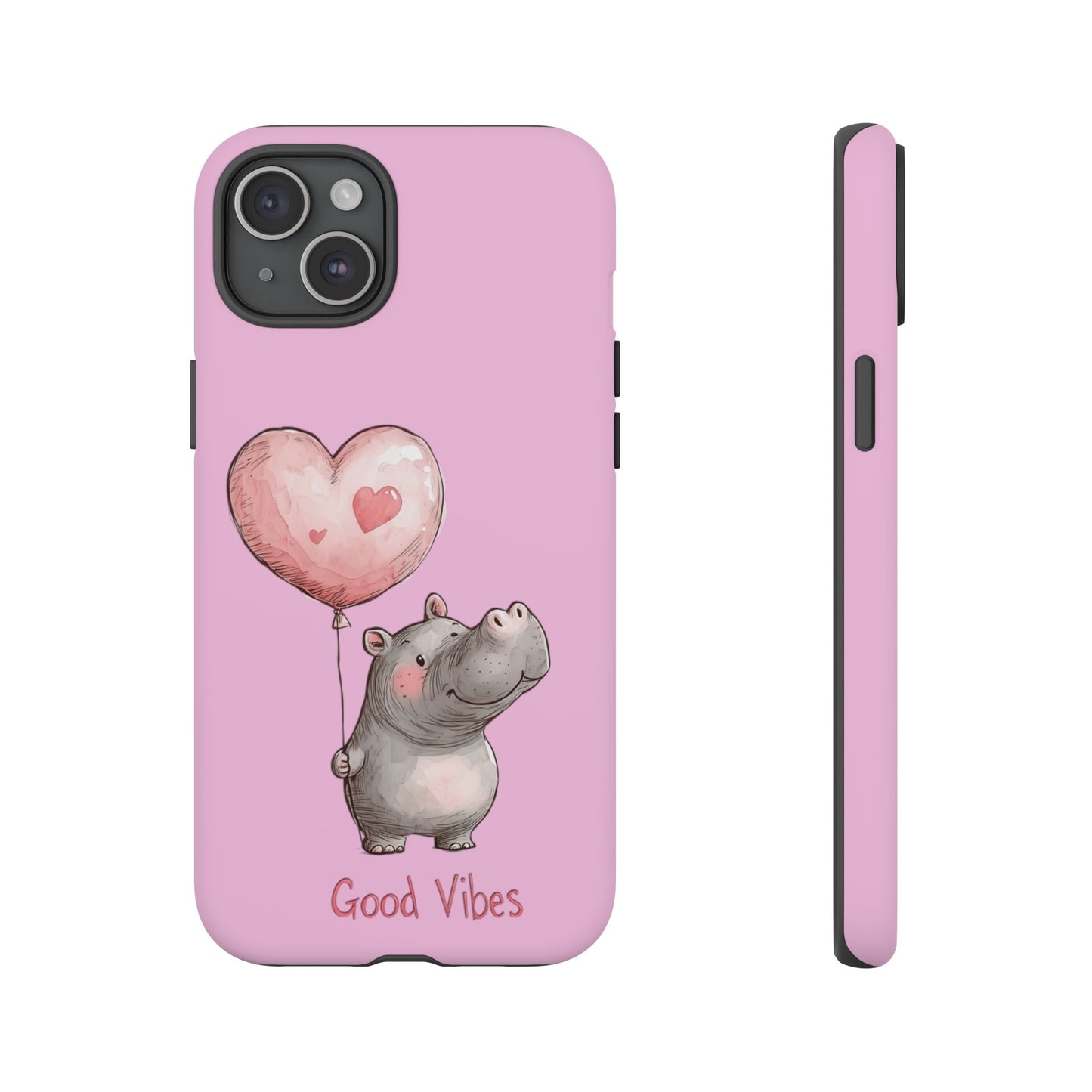 Cute Hippo Phone Case | Good Vibes, Gift for Friends, Cute Phone Accessories, Animal Lover Gift, Happy Phone Cover