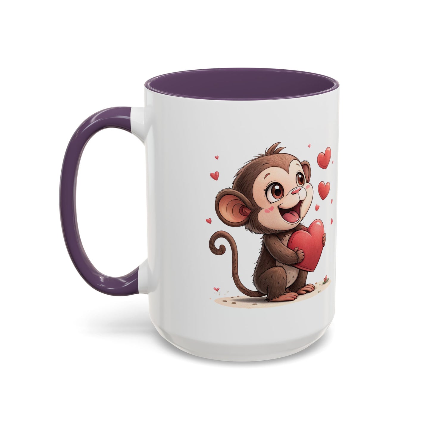 Cute Monkey Love Coffee Mug, Valentine's Gift, Animal Lover's Mug, Heartfelt Coffee Cup, Fun Kitchen Decor