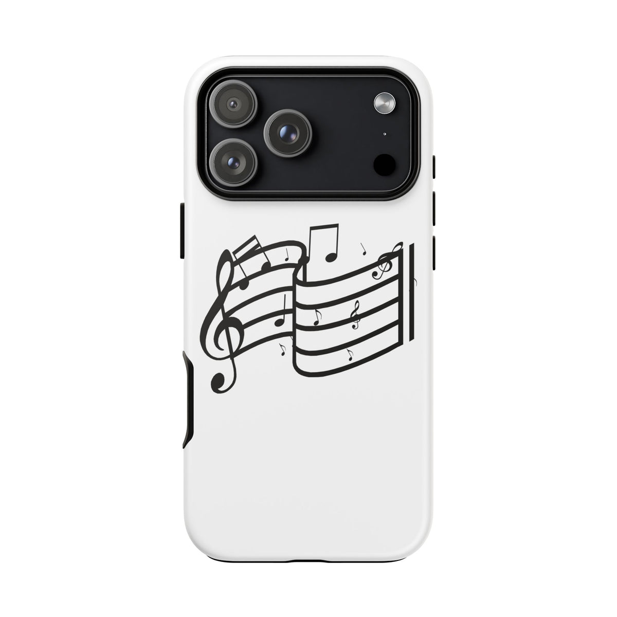 Musical Notes Phone Case — Black Treble Clef Music Staff Tough Case