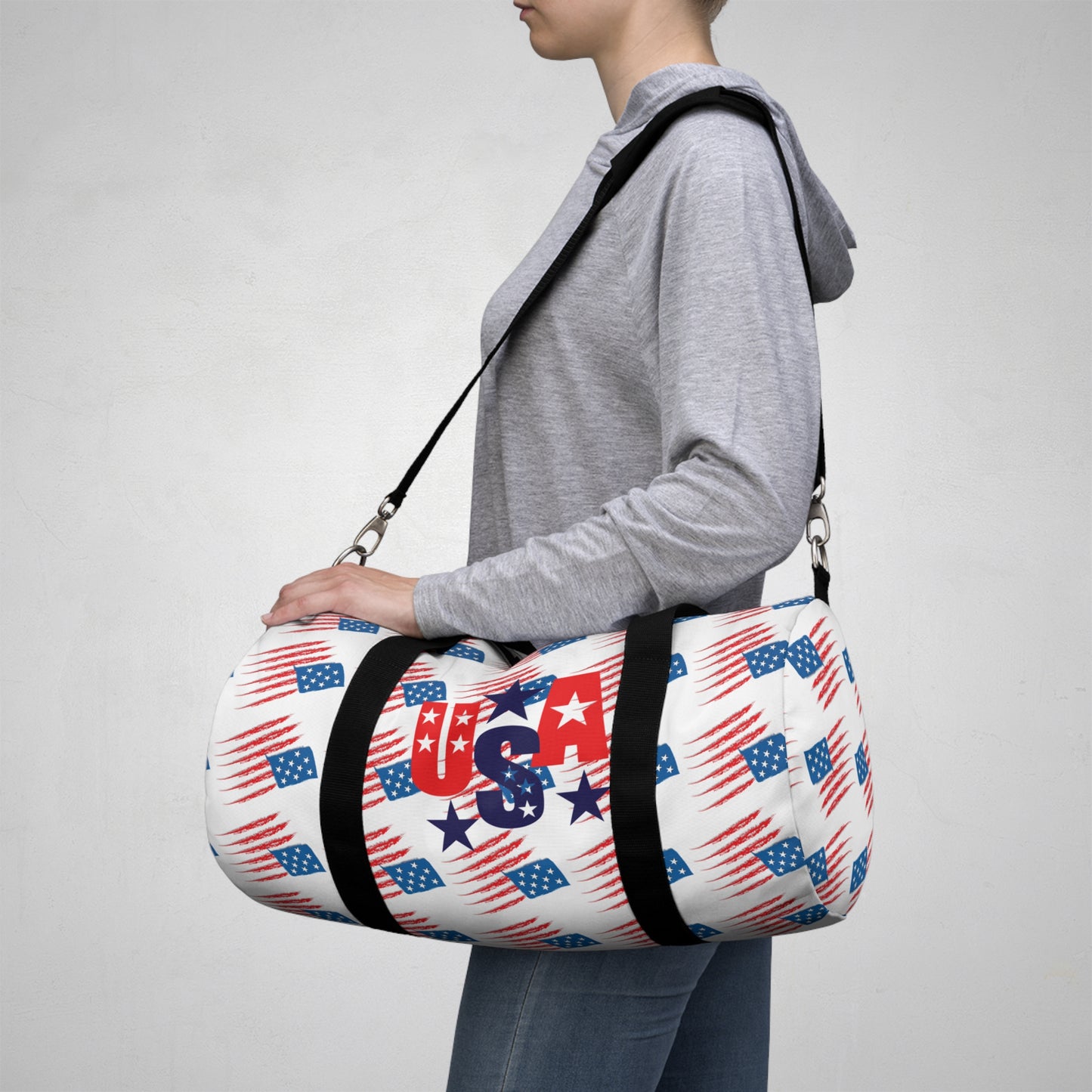 Patriotic Duffel Bag, Sports Gear, Travel Bag, Gym Bag, Fourth of July Gift, American Flag Design