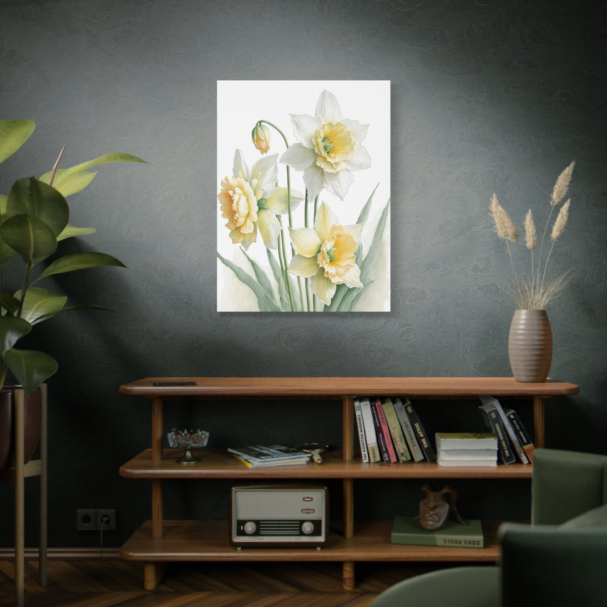 Matte Canvas, Stretched, 1.25" beautiful flowers white and yellow.