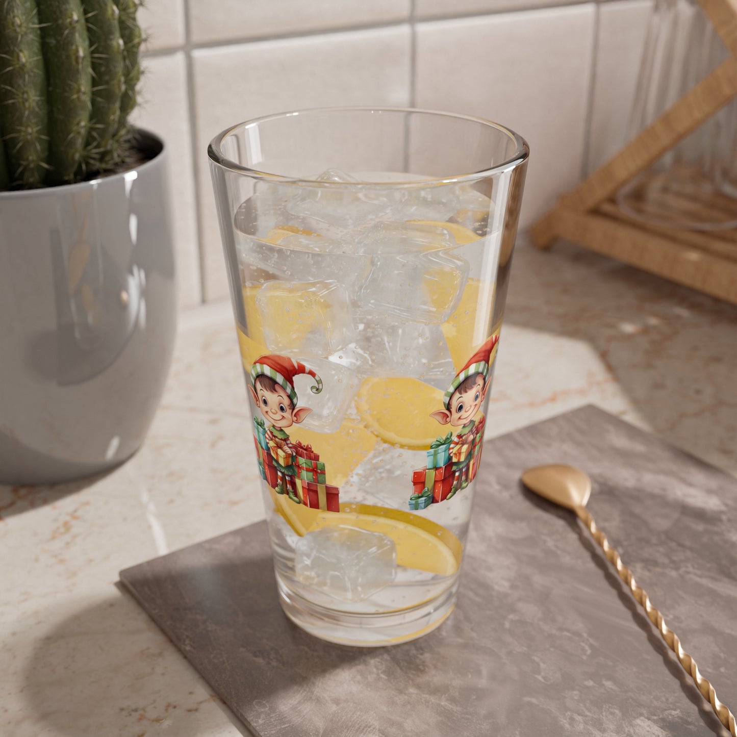 Festive Mixing Glass for Holiday Cheer, Fun Barware, Christmas Drinkware, Unique Gift for Mixology Lovers, Holiday Parties