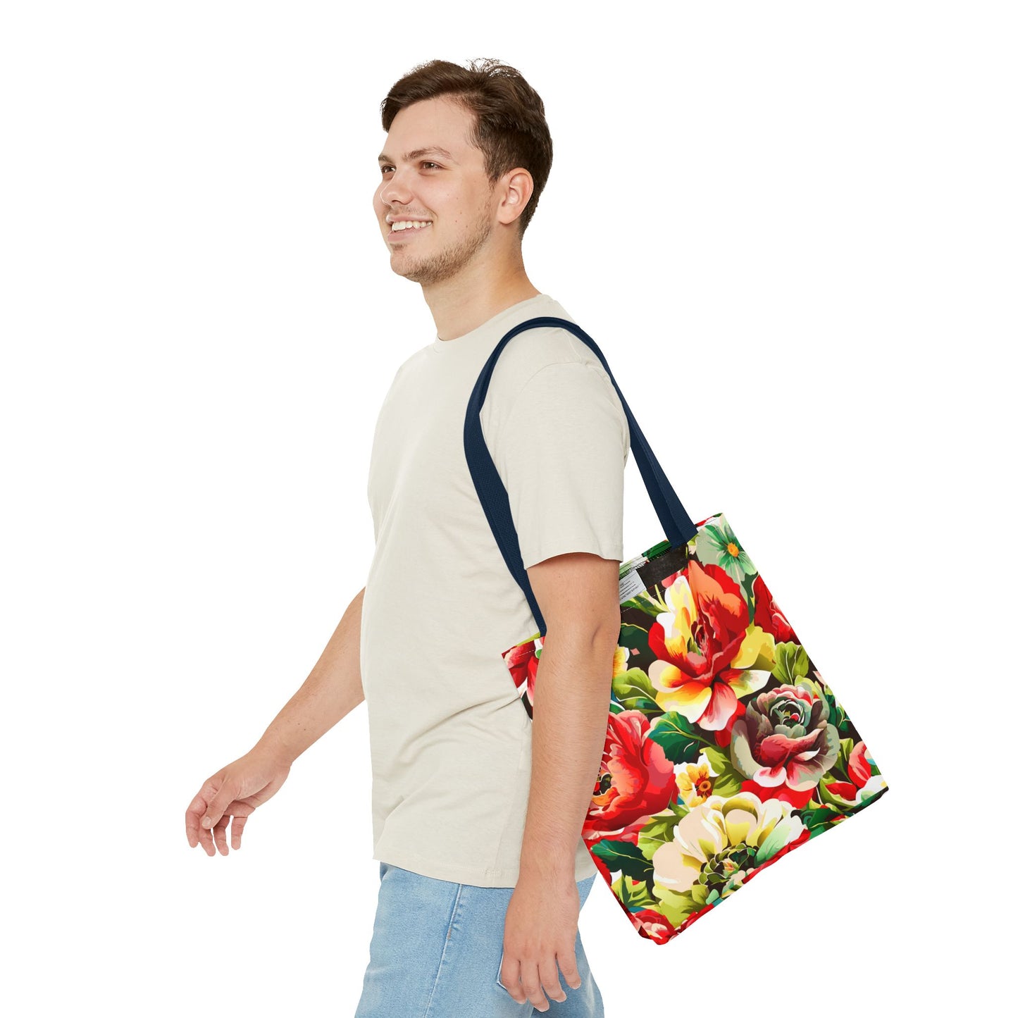 Floral Print Tote Bag - Colorful Reusable Shopping Bag Picnic Essential