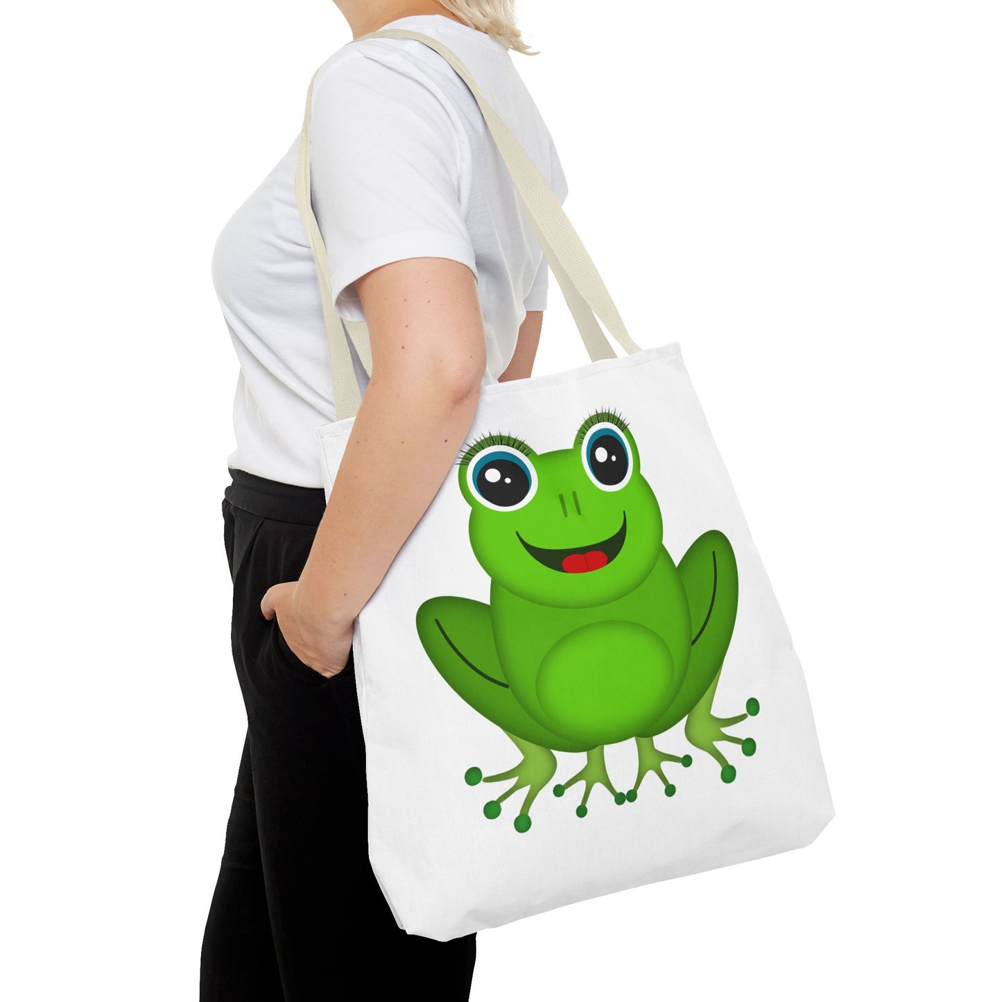 Cute Frog Tote Bag, Eco-Friendly Shopping Bag, Fun Gift for Kids, Frog Lovers, Bag for Nature Outings, Unique Frog Design