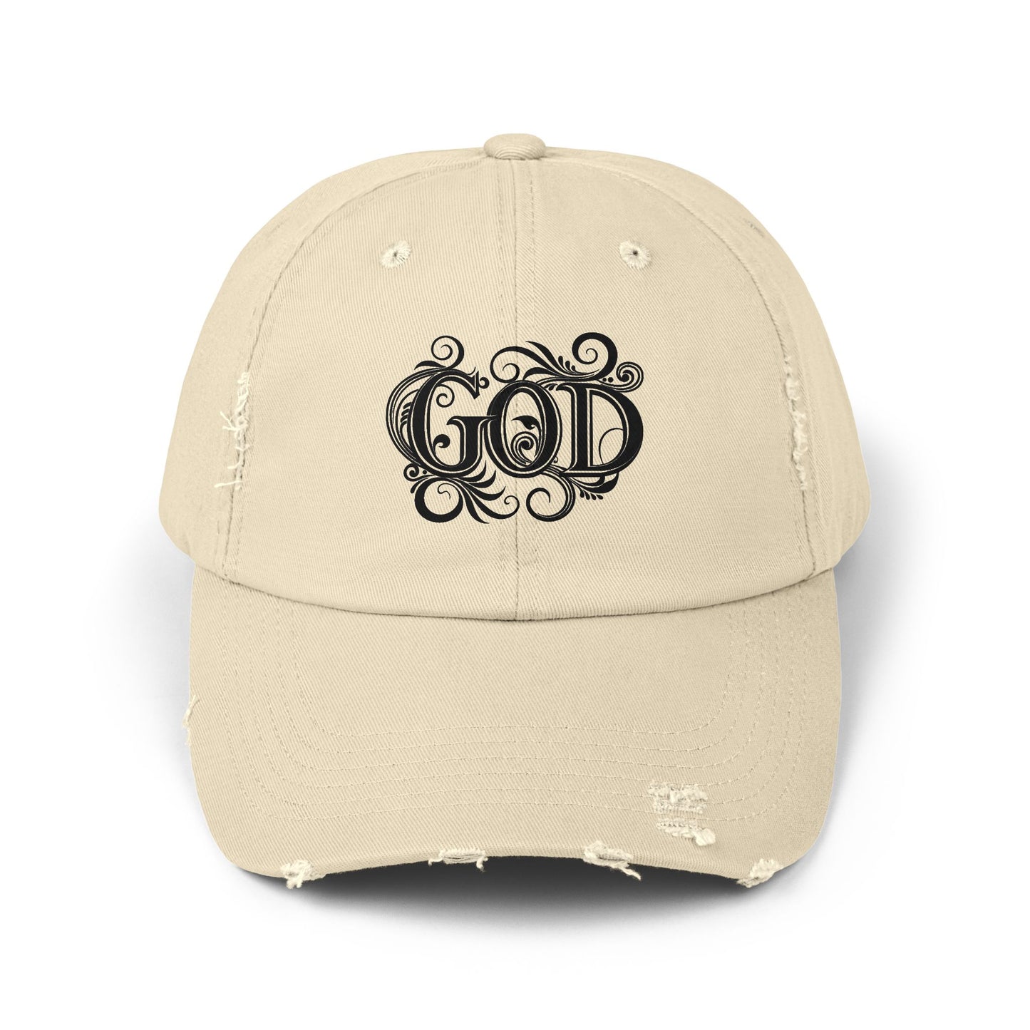 Distressed God Cap, Unisex Casual Hat, Trendy Vintage Cap, Faith Inspired Headwear, Gift for Religious Devotees