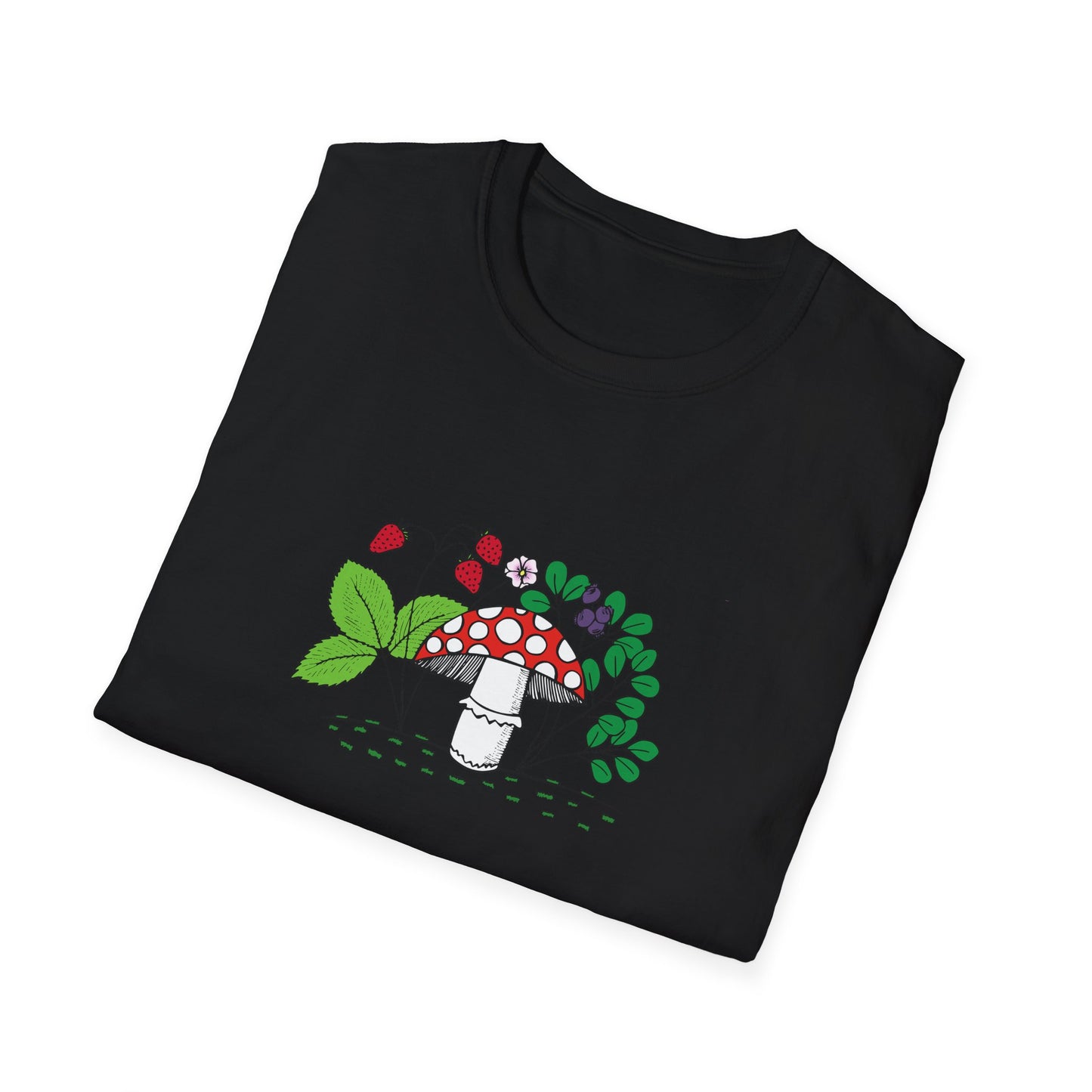 Whimsical Mushroom T-Shirt for Nature Lovers, Casual Tees, Gift for Gardeners, Unisex Softstyle Shirt, Eco-Friendly Apparel