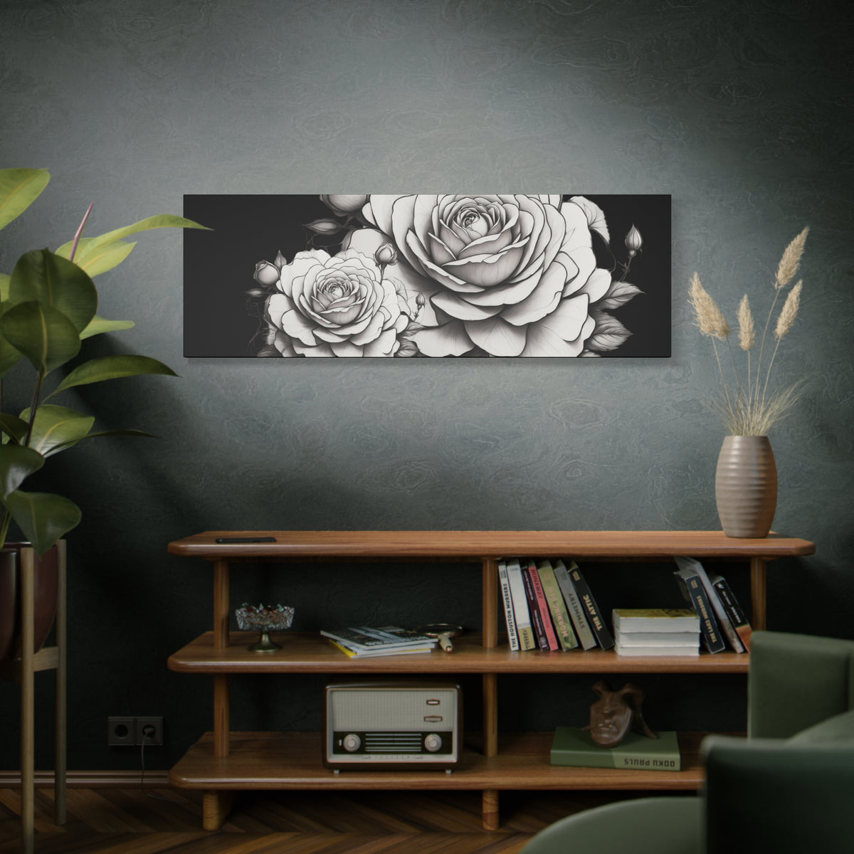 Monochrome Rose Canvas Print — Black & White Floral Wall Art