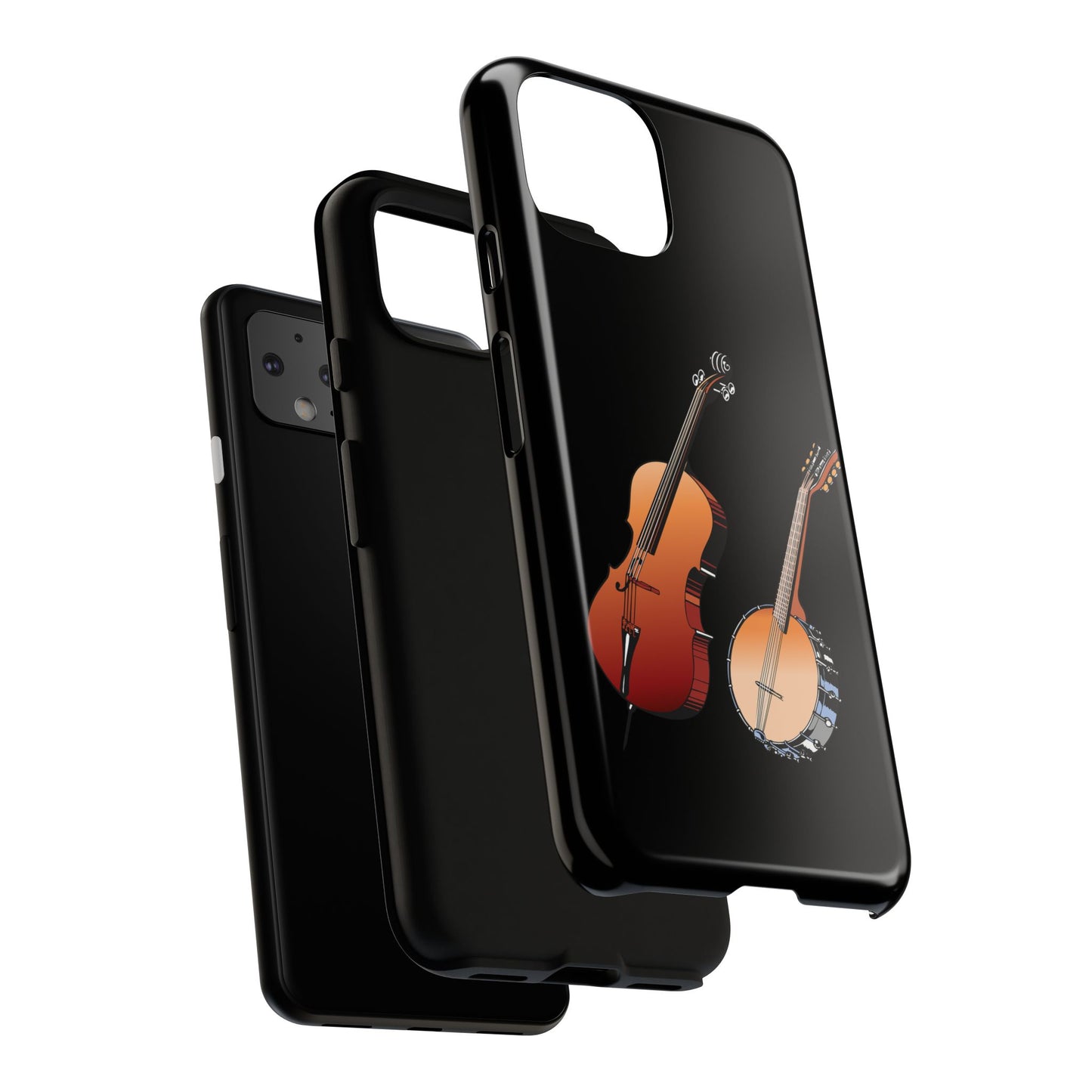 Musical Instrument Phone Case - Violin & Banjo Design, Music Lover Gift, Unique Phone Cover, Holiday Gift, Durable Tough Cases