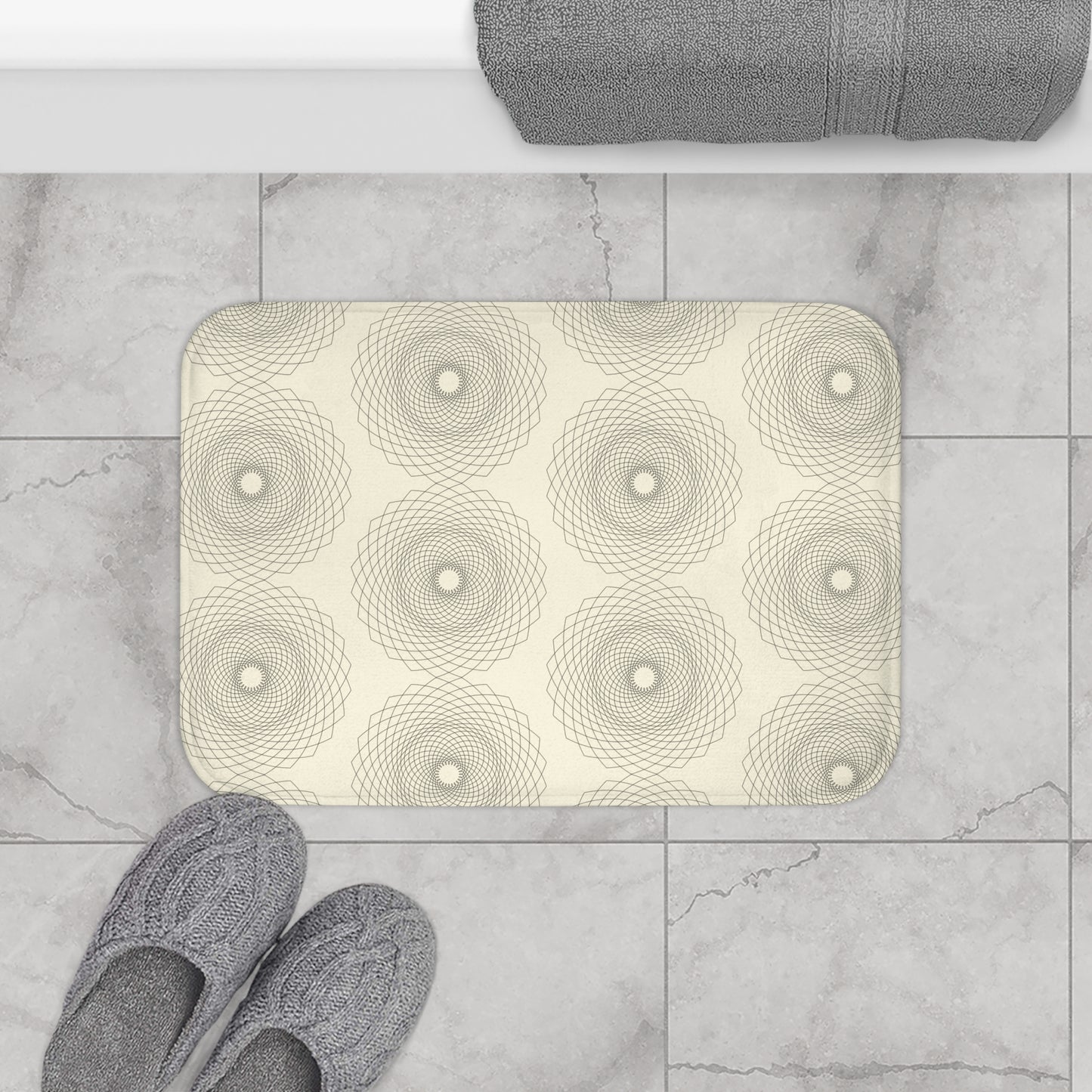 Elegant Geometric Bath Mat, Stylish Bathroom Decor, Non-Slip Bath Mat, Modern Home Accessories, Gift for Housewarming