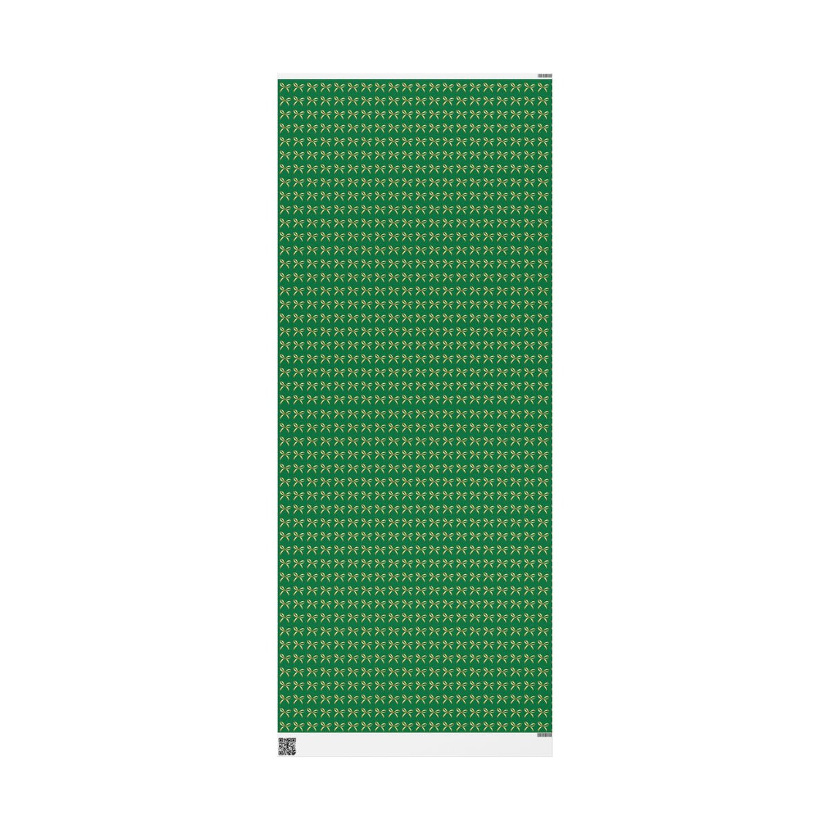 Green Wrapping Paper Roll — Gold Bow Pattern