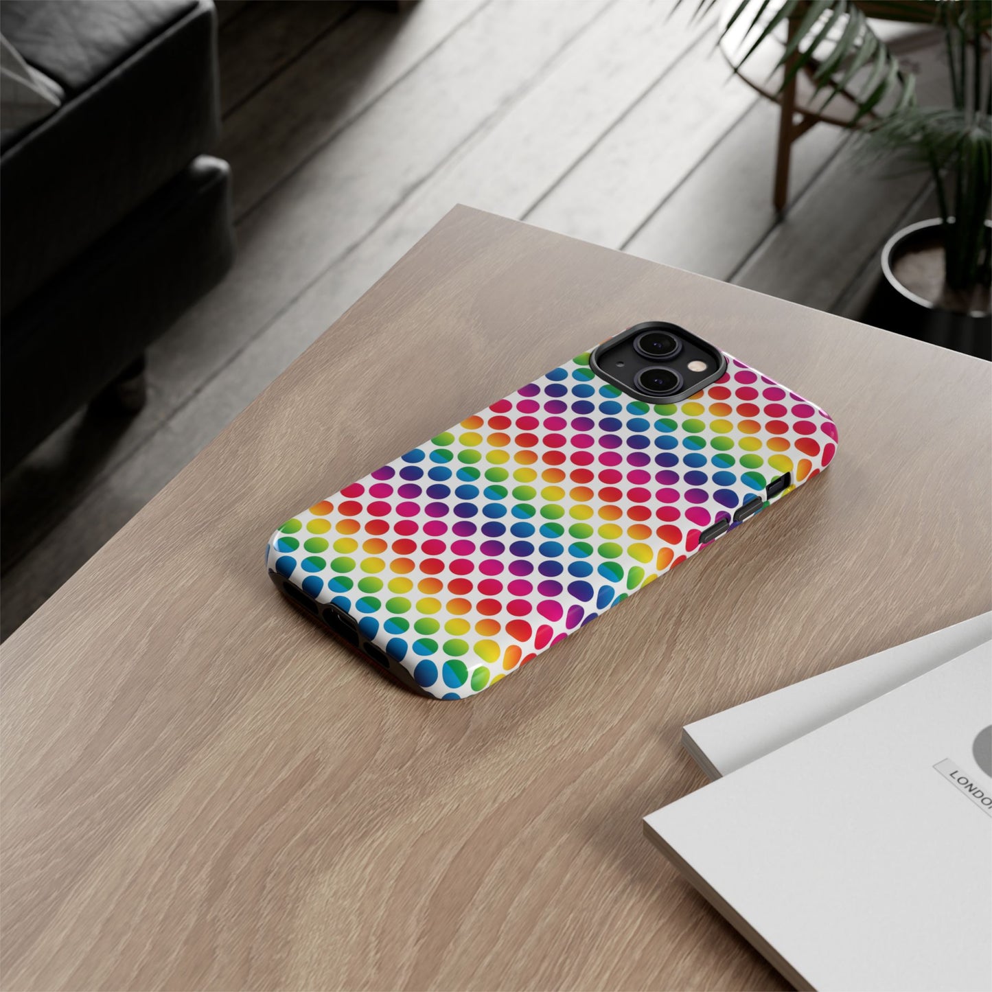 Rainbow Dot Phone Case, Colorful Phone Cover, Fun Phone Accessory, Gift for Friends, Trendy Mobile Case
