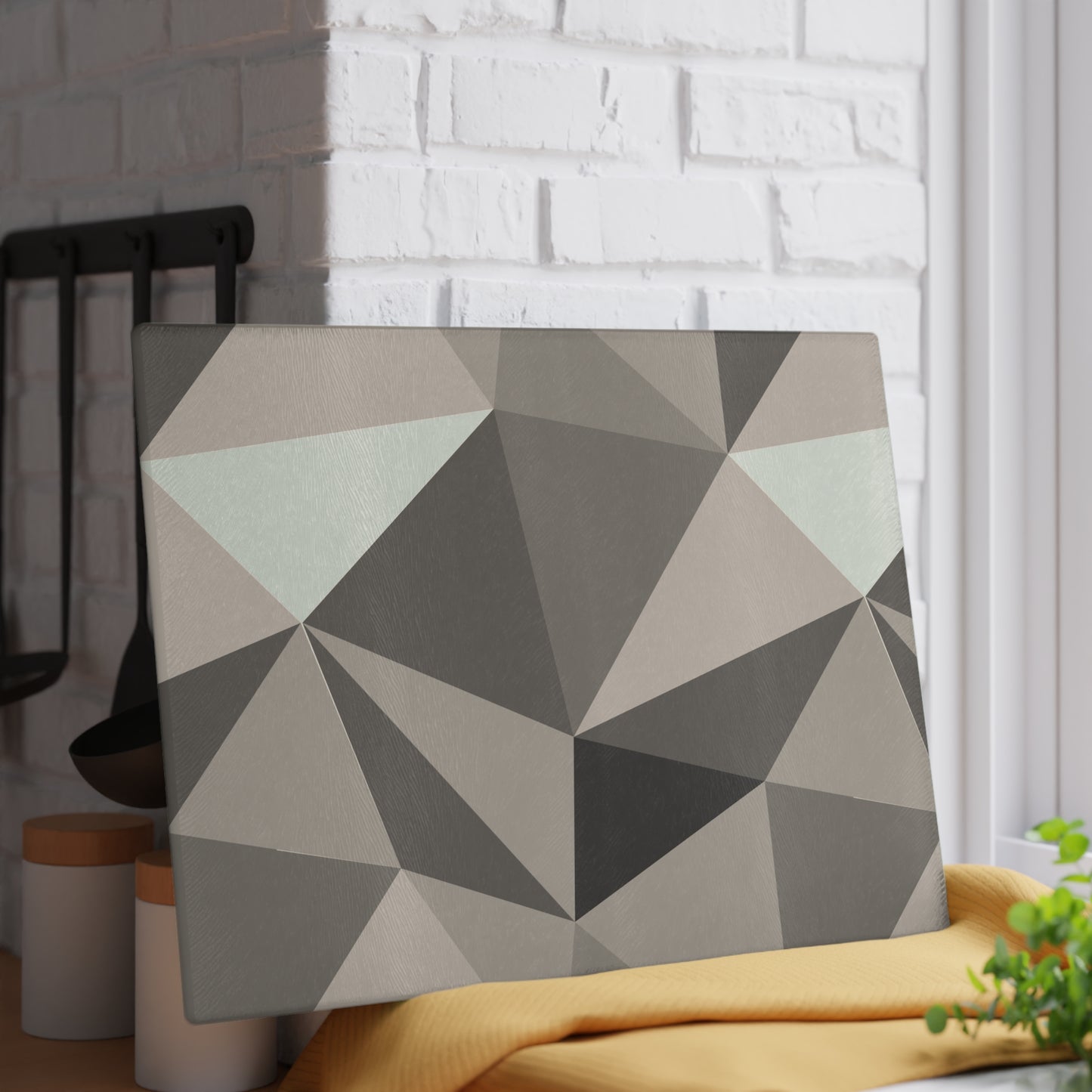 Stylish Glass Cutting Board, Geometric Kitchen Decor, Modern Gift for Chefs, Housewarming, Wedding, Functional Art