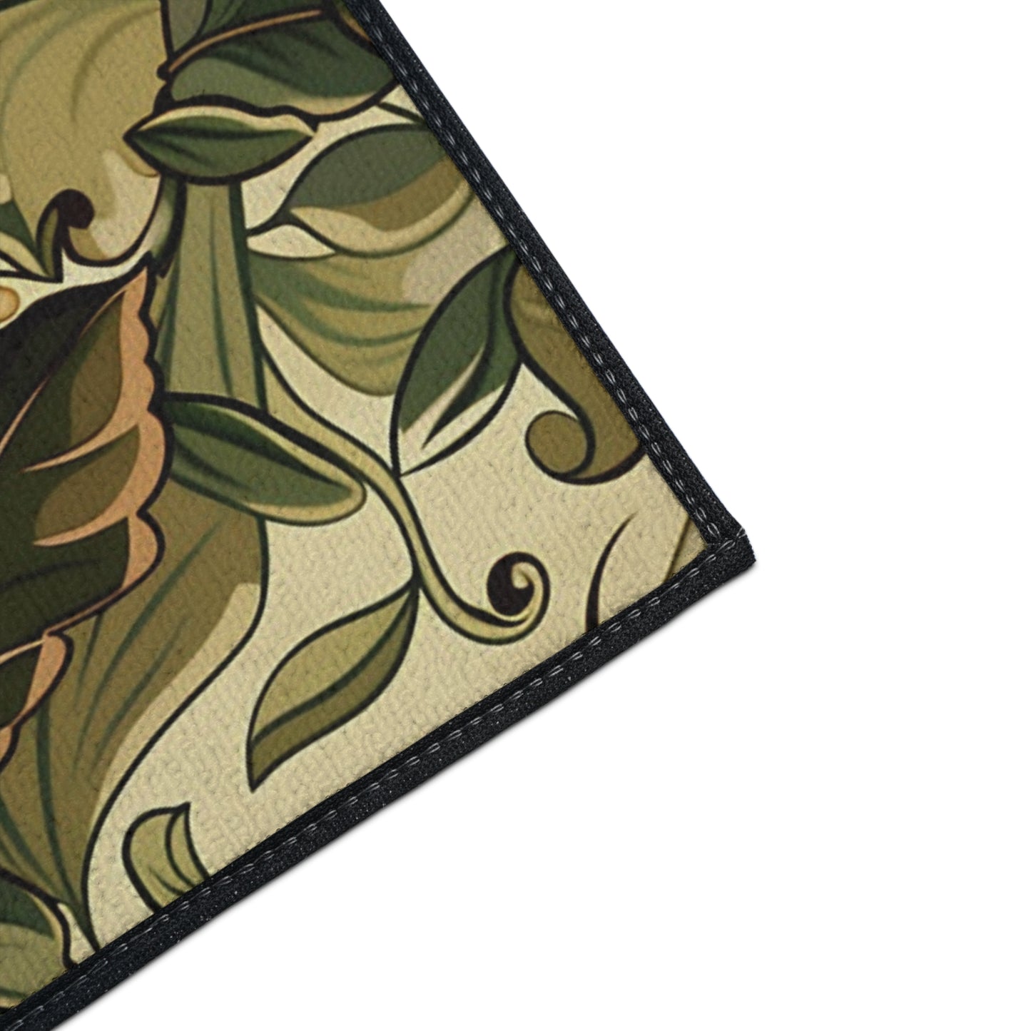Floral Vine Heavy-Duty Floor Mat — Vintage Botanical Entrance Rug