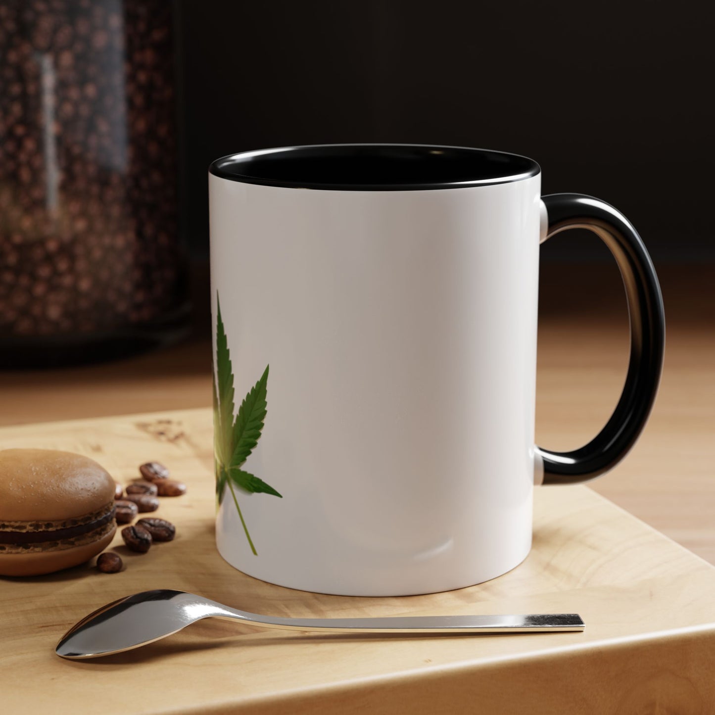 Marijuana Leaf Accent Coffee Mug | Cannabis Lover's Gift, Unique Coffee Cup, Pothead Mug, Stoner Gift Idea, Greenery Decor
