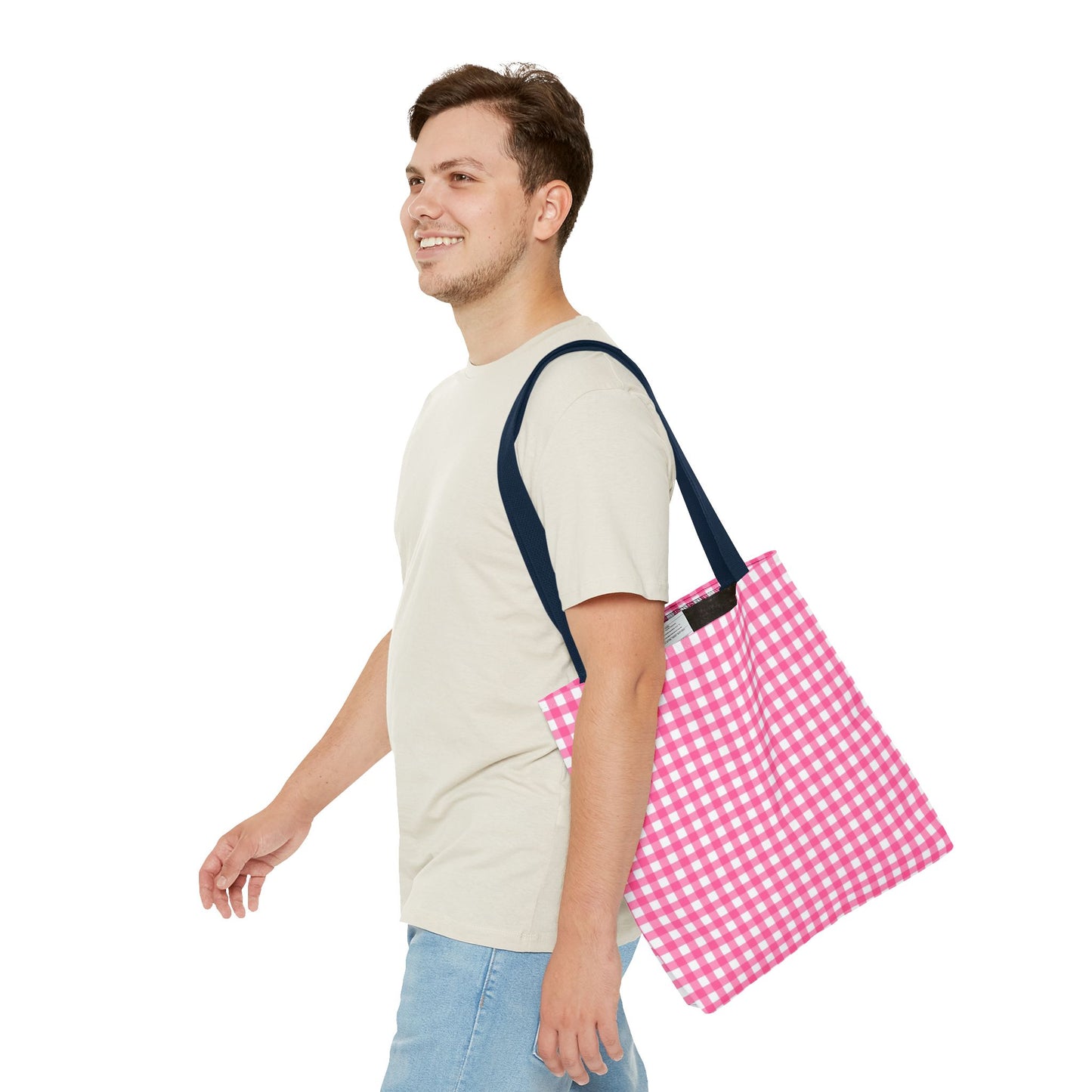 Cute Pink Gingham Tote Bag - Reusable Shopping Bag, Beach Tote